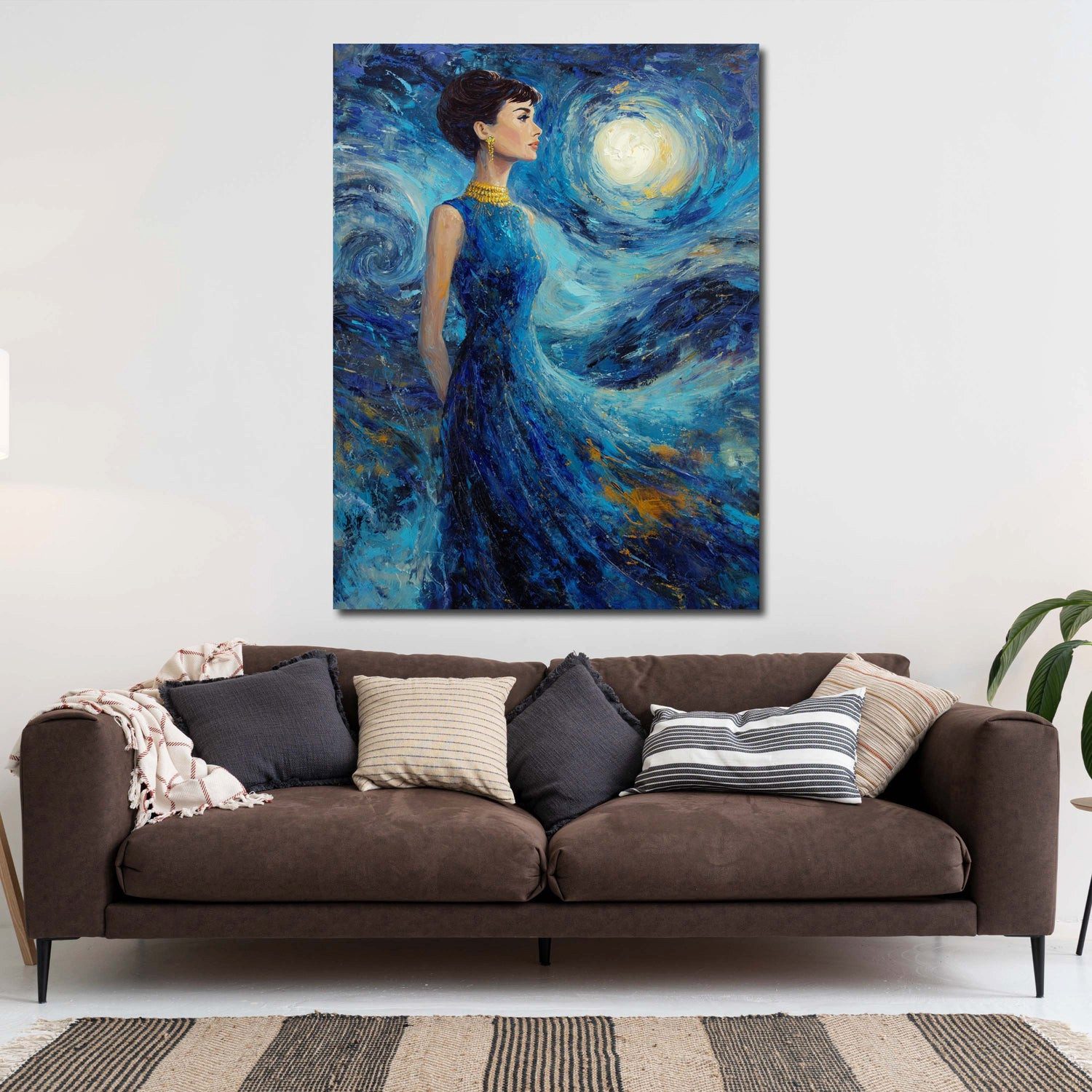 Artedinoi Leinwandbild Elegante Audrey Impressionismus Leinwandbild Wandbild Kunstdruck XL Wa, Audrey Hepburn, impressionistisch