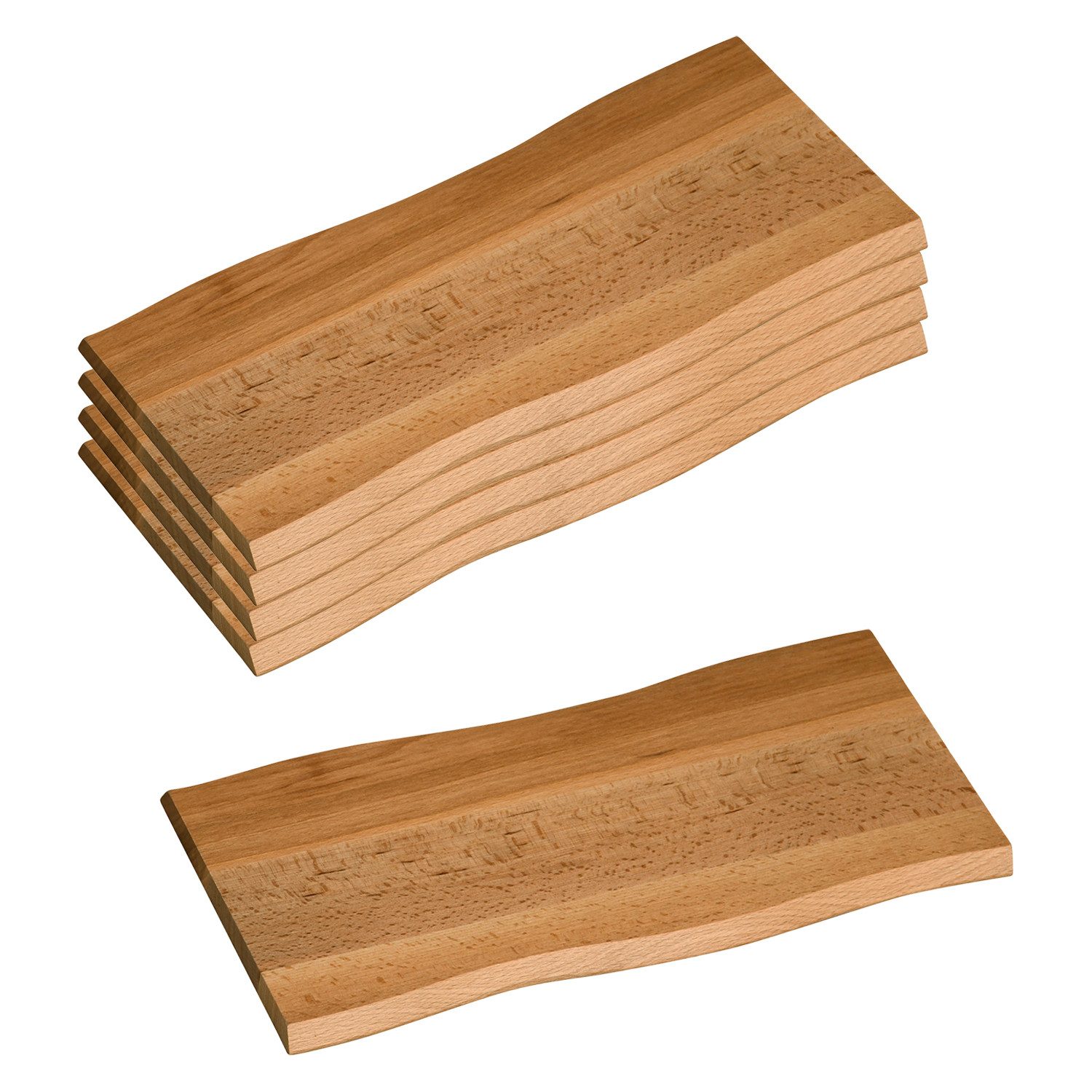 Kesper Frühstücksbrett 5 Stück Schneidebretter, Kernbuche -38 x 17cm, Holz, (5-St), zum Brandmalen oder für eine Laser Gravur geeignet