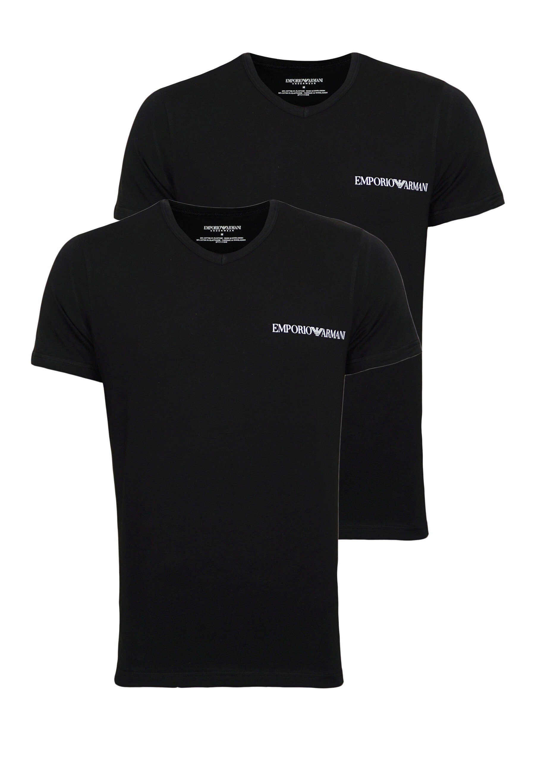 Emporio Armani T-Shirt T-Shirts 2 Pack V-Neck (2-tlg) Schwarz