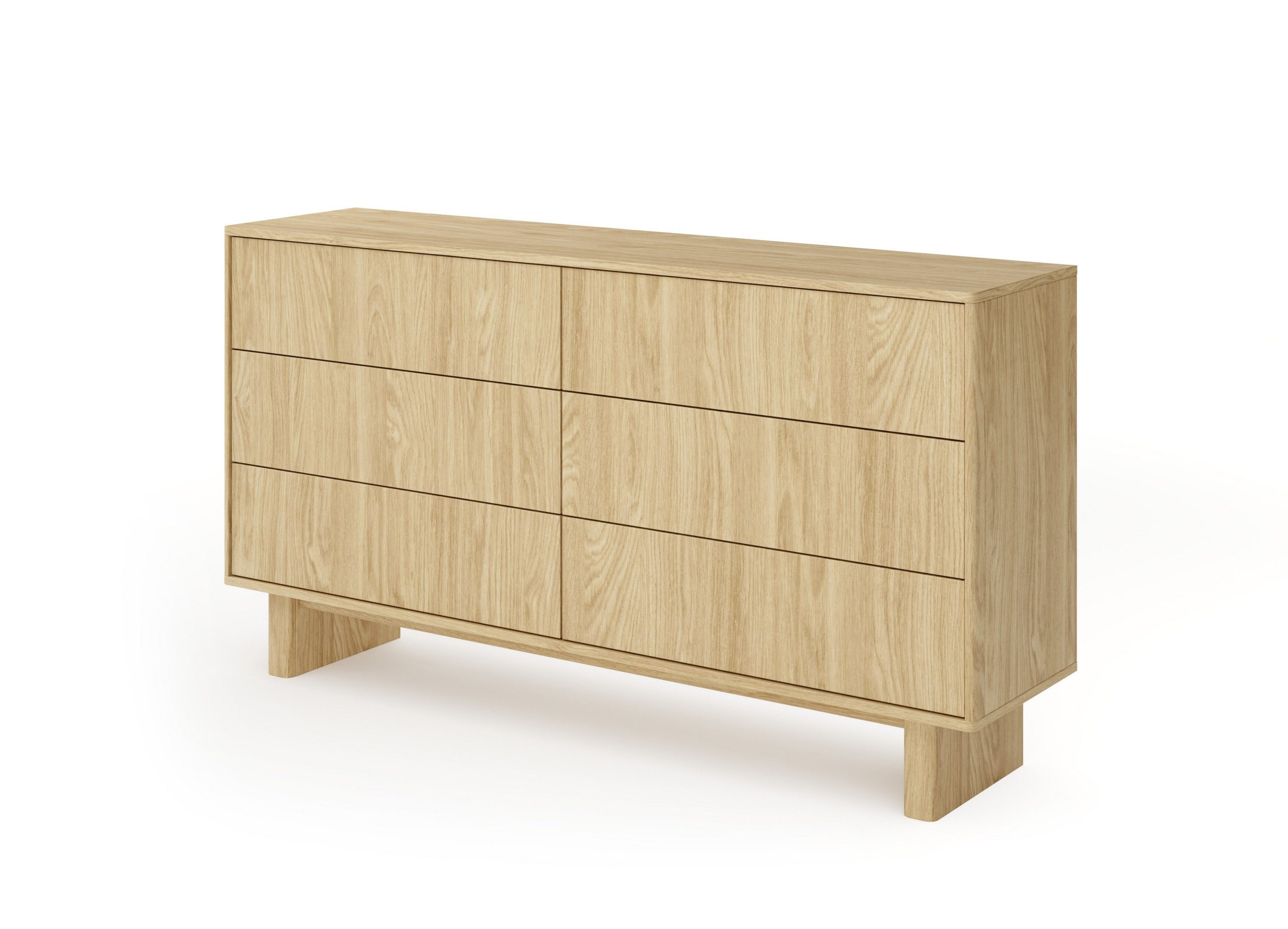 Masseno Kommode TRAVE 153,5 cm Sideboard mit 6 Schubladen Eichefarben