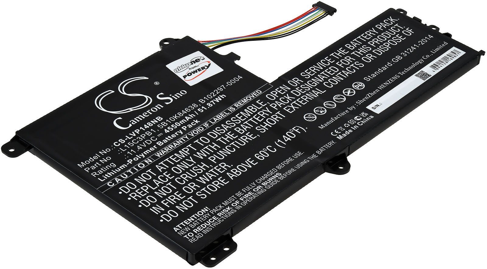 Powery Akku für Lenovo Flex 4-1480 14" 3. Vers. Laptop-Akku 4550 mAh (11.4 V)