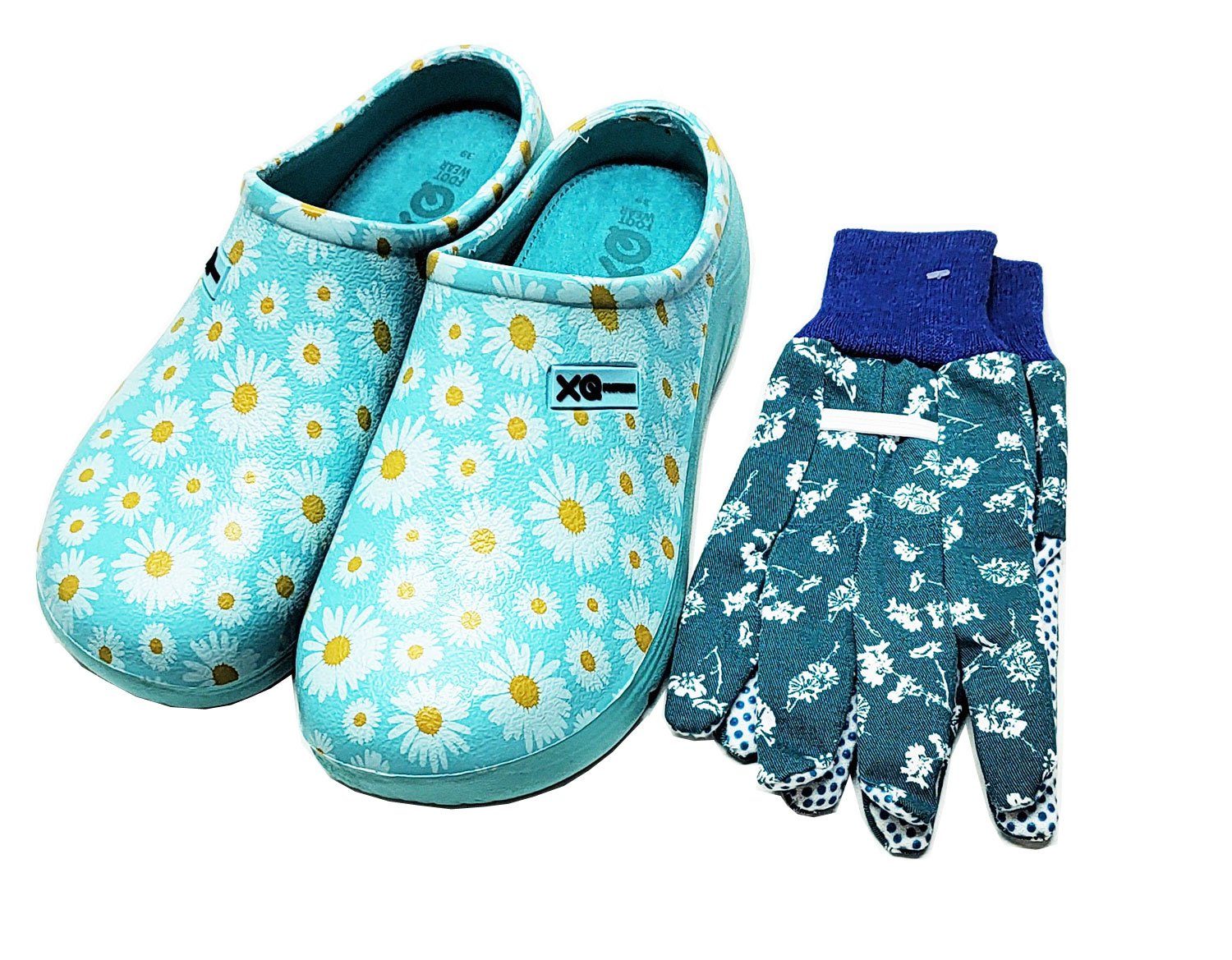 Steinnacher Bärbel Damen Gartenclogs Multi Aqua mit Handschuhen Clog