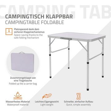 ML-DESIGN Campingtisch Campingtisch Tischplatte Gartentisch Falttisch Picknicktisch, Aluminium Silber-Weiß 75x55x68/32,5cm höhenverstellbar leicht MDF
