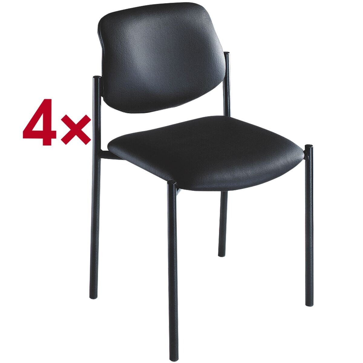 Nowy Styl Besucherstuhl Quad (4 St), 4 Stück im Set, echtes Leder