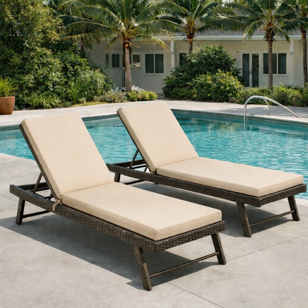 ibettertec Hochlehnerauflage 2er-Set Liegestuhlkissen–Gartenmöbel & Outdoor-StühleHochlehnerauflage