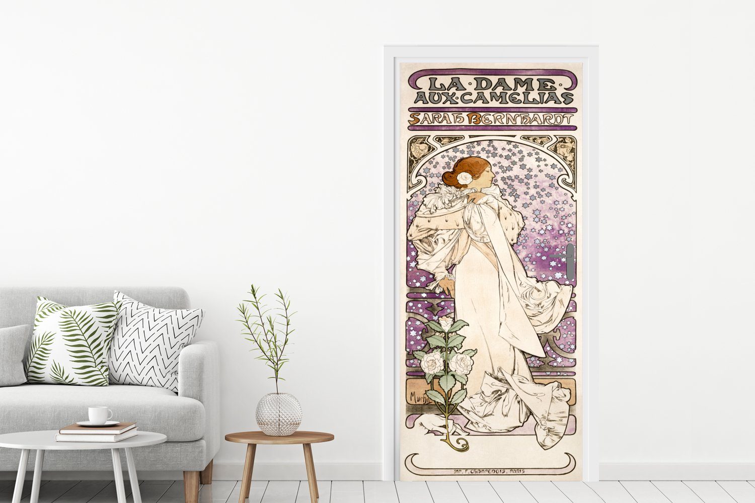 MuchoWow Türtapete Frau - Jugendstil - Pastell, Matt, bedruckt, (1 St), Sel günstig online kaufen