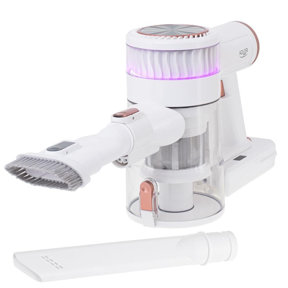 ADLER EUROPE Akku-Hand-und Stielstaubsauger AD 7079 Akku Staubsauger kabellos, 25.000 Pa, LED Dust Scanner Bürste, 300 W, beutellos, HEPA 13 Filter, 50 Min Laufzeit, für Hartboden, Teppich und Haushalt