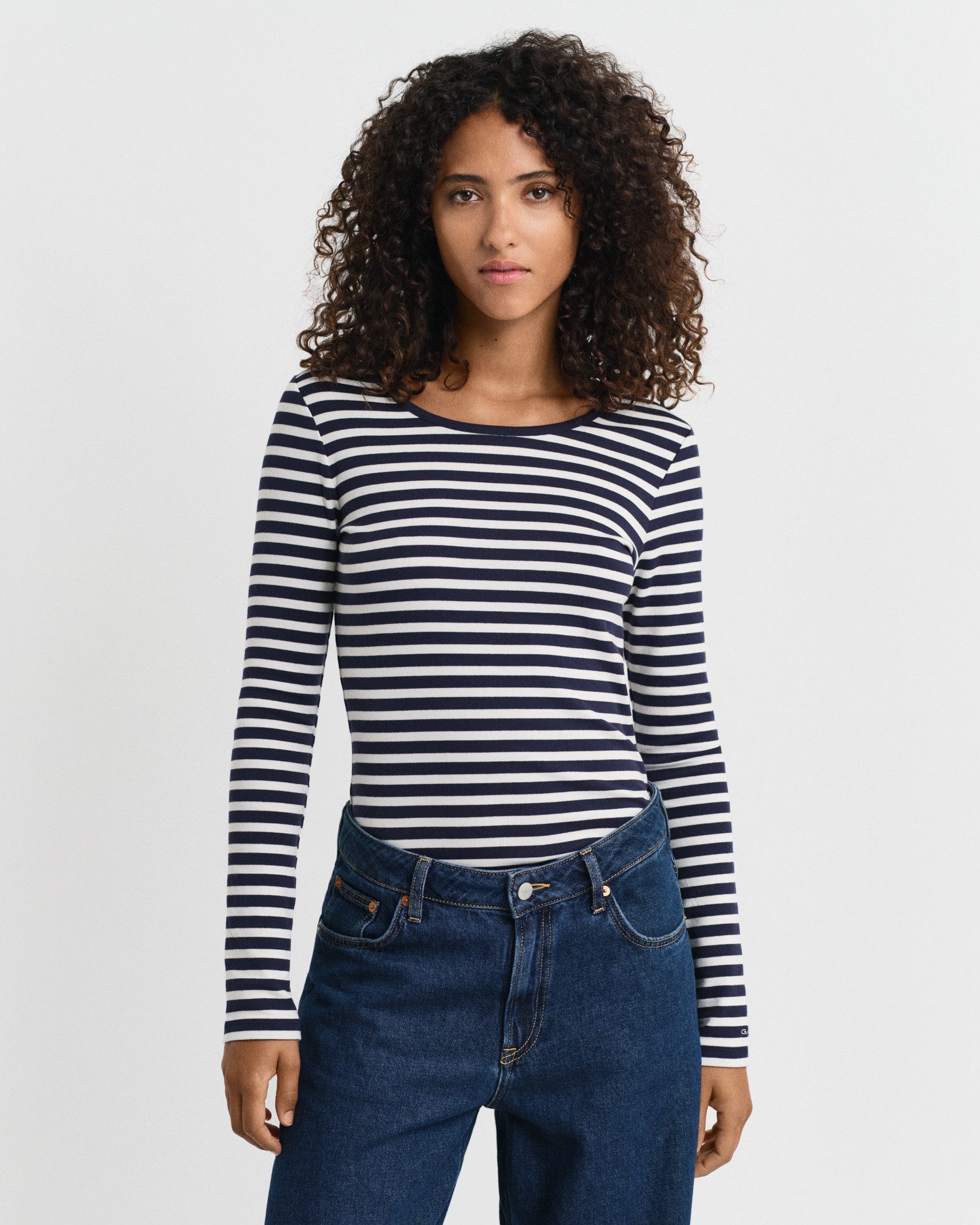 Gant Langarmshirt SLIM STRIPED 1X1 RIBBED günstig online kaufen
