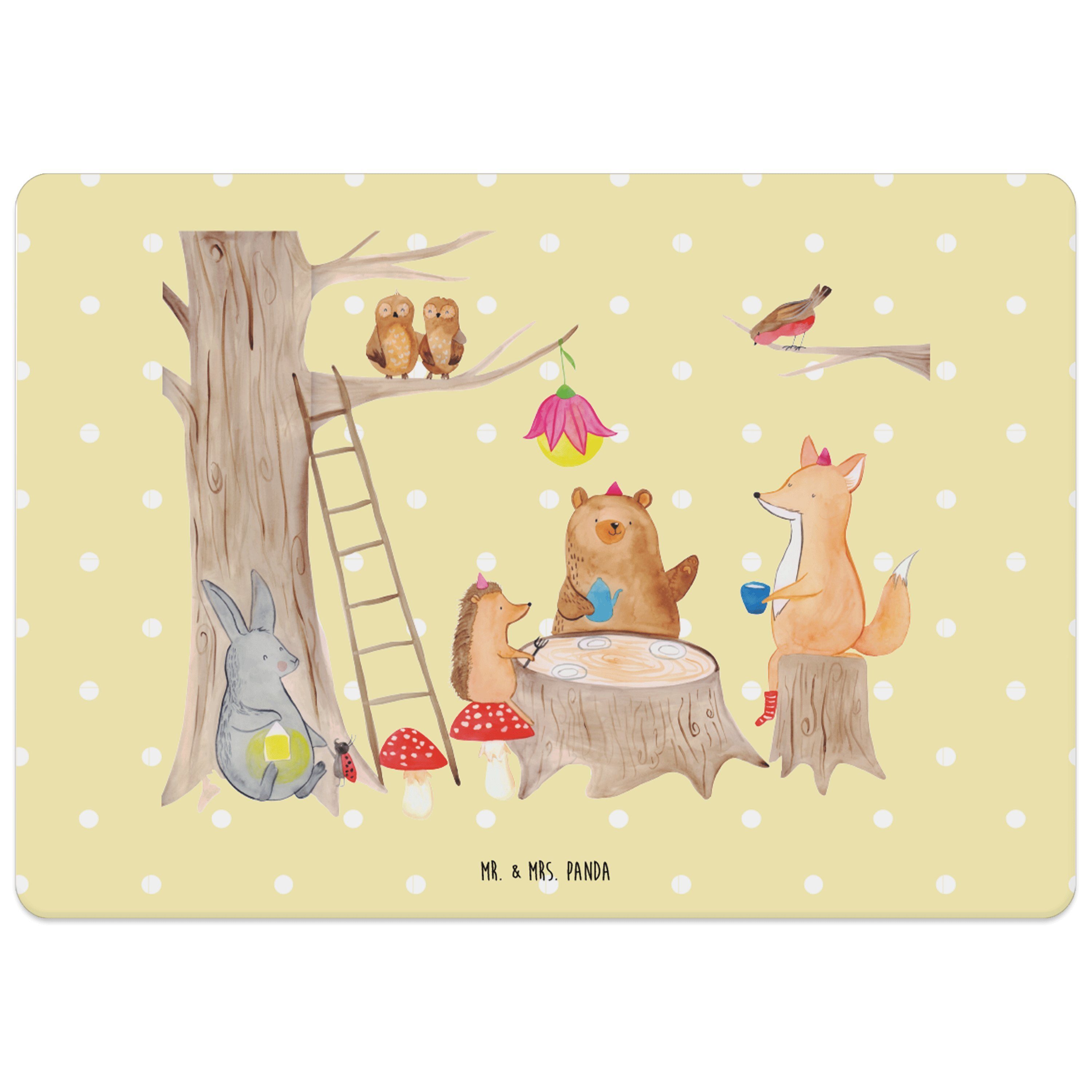 Platzset, Waldtiere Picknick - Gelb Pastell - Geschenk, Maus, Tischset ...