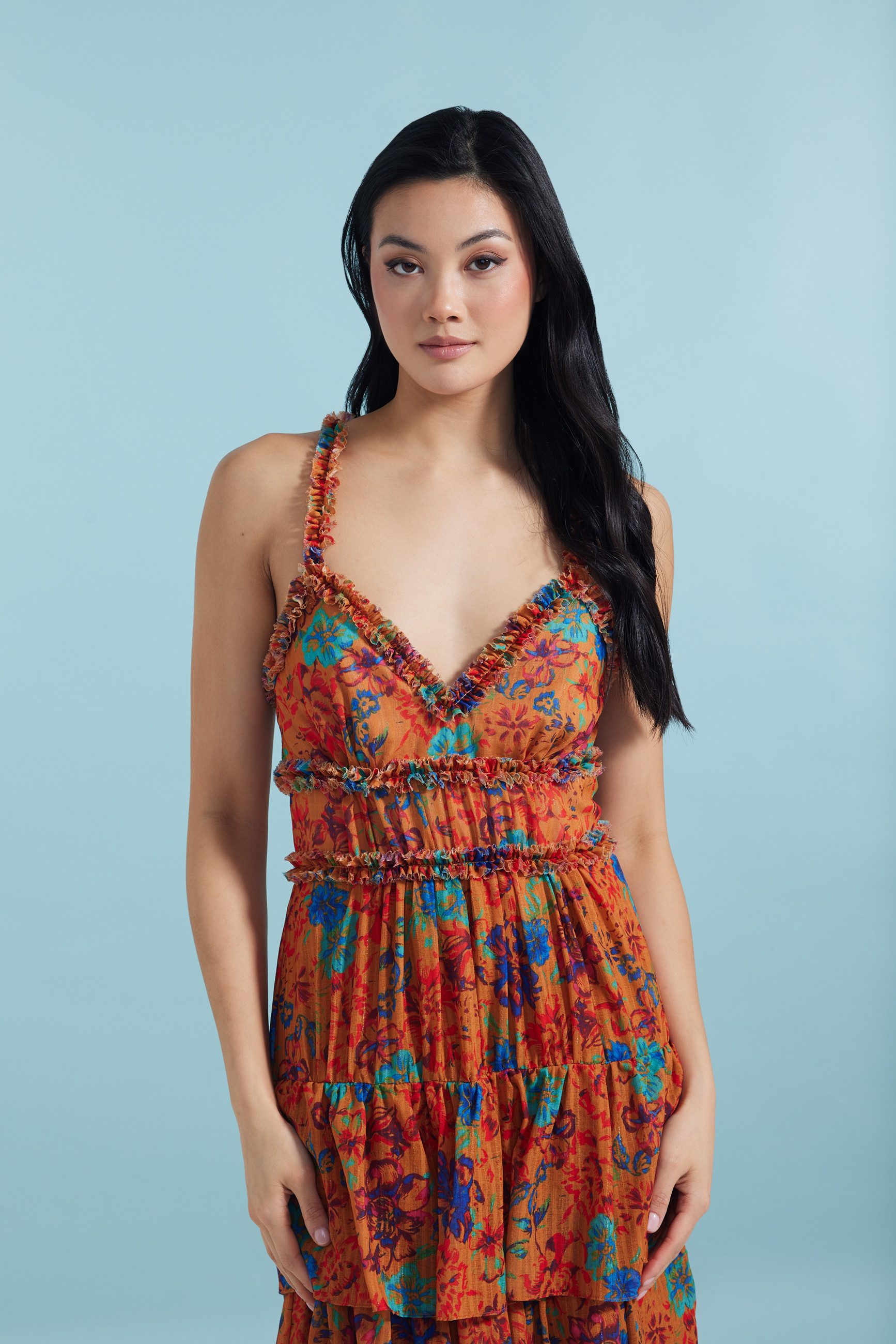 ADLYSH Sommerkleid Orange Ruffle Dress