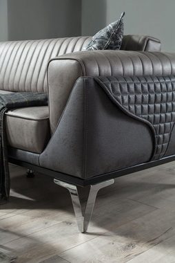 JVmoebel 3-Sitzer Holz Leder Sofa 3 Sitzer Couch Holz Möbel Sofas Couch Imitation 240cm