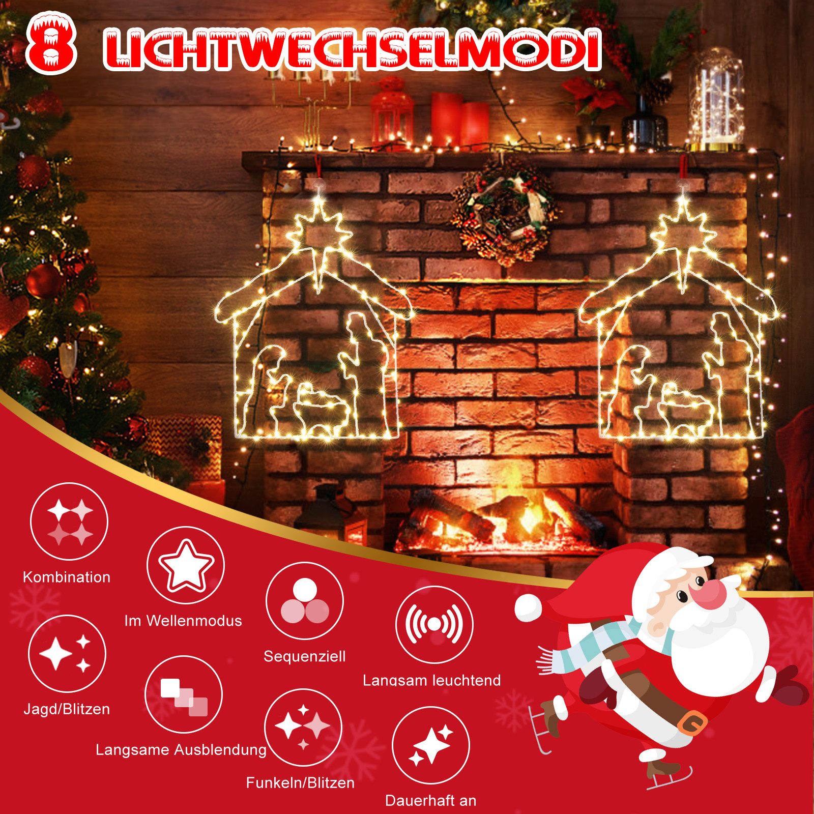 Elegear LED-Lichterkette Led weihnachtsdeko für fenster, innen/außen, weihn günstig online kaufen