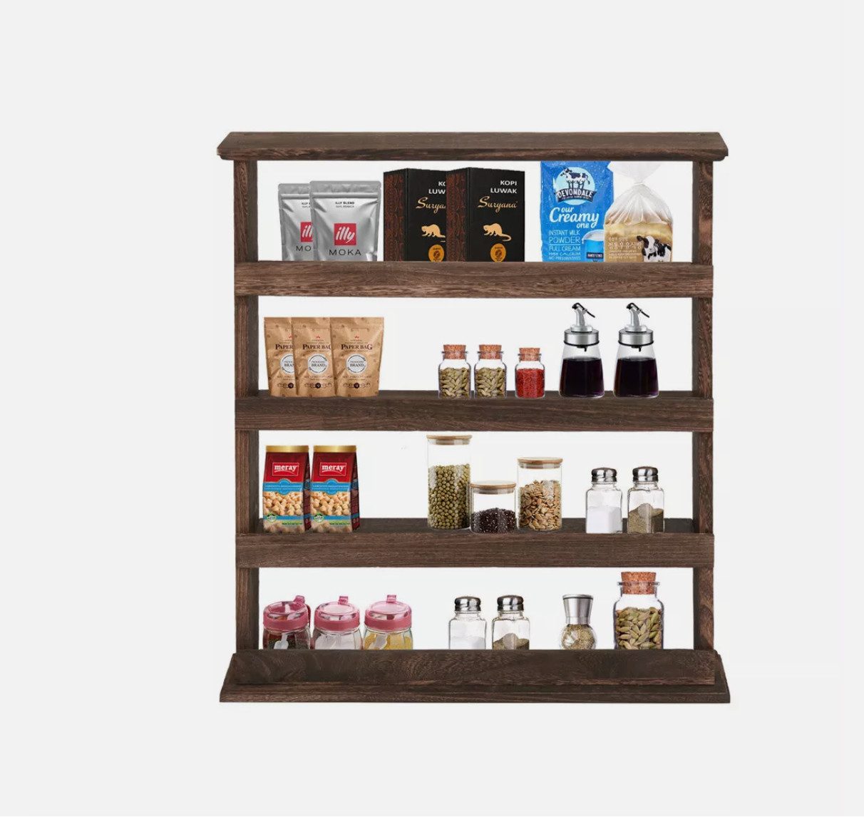 Holz Lichter Wandregal Wandregal, Küchenregal, Badregal, Holz Gewürzregal 4 günstig online kaufen