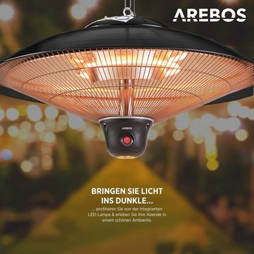 Arebos Infrarotstrahler Deckenheizstrahler, 2.000 W, inkl. LED-Lampe + Fernbedienung
