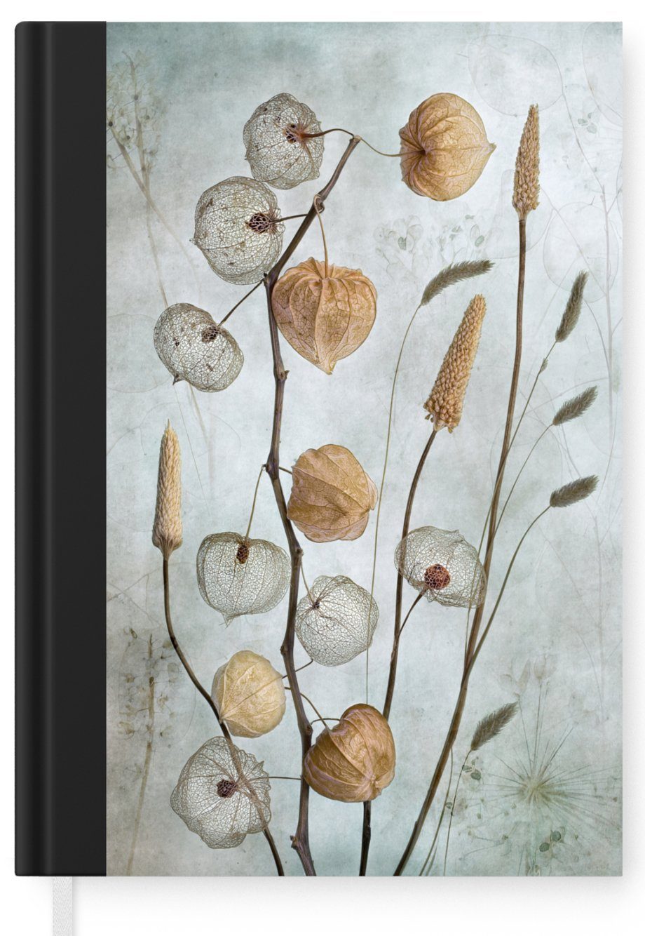 Natur Notizbuch Notizheft, Herbst Journal, 98 Haushaltsbuch Trockenblumen Tagebuch, Merkzettel, - MuchoWow - - Seiten, A5, Braun, Stilleben -