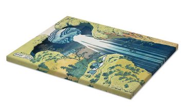 Posterlounge Leinwandbild Katsushika Hokusai, Der Wasserfall von Amida hinter der Kiso-Straße, Badezimmer Malerei