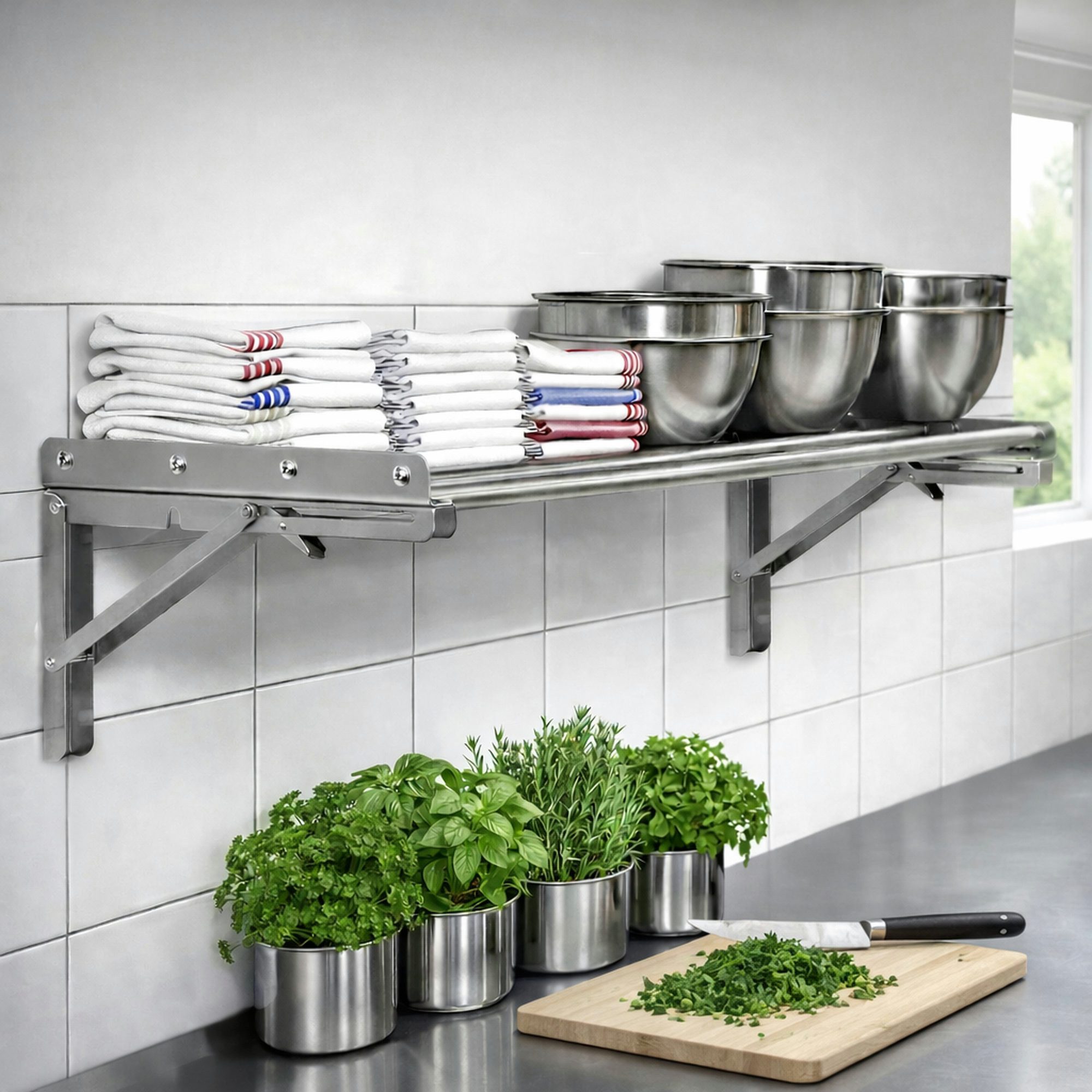 Mahlzeit Wandregal Edelstahl Wandregal Stangendesign, 90 x 30 cm, Küchenregal