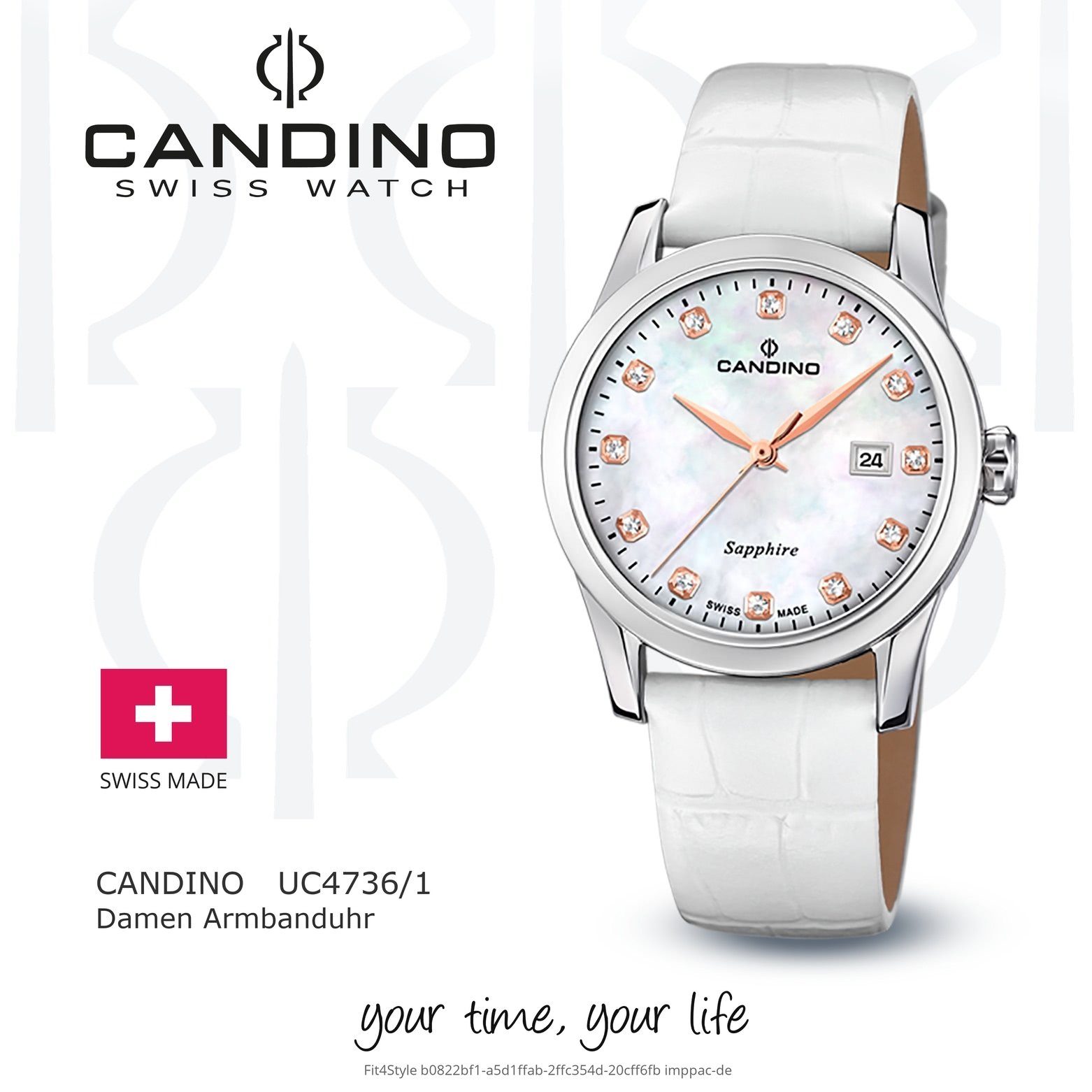 Candino Quarzuhr Candino Damenuhr Classic, rund, weiß Armbanduhr Edelstahlarmband Damen