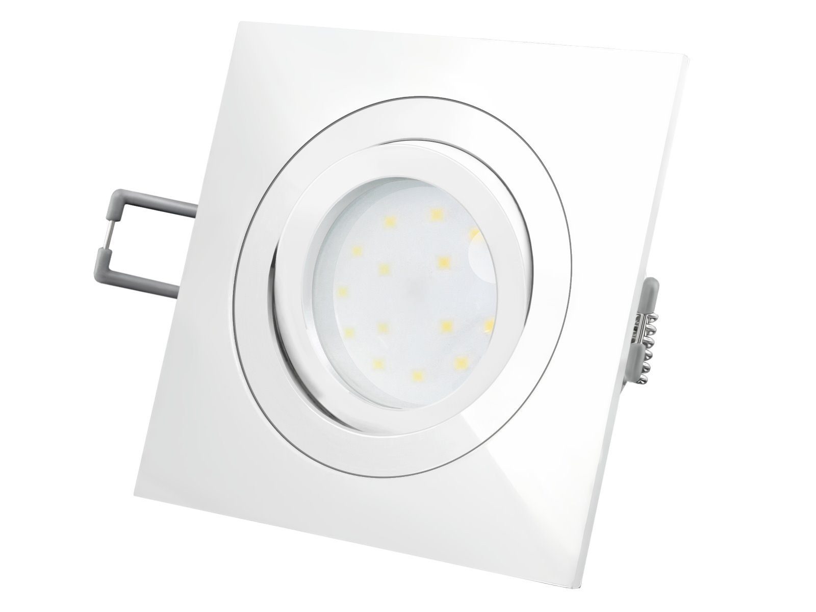 SSC-LUXon LED Einbaustrahler QF-2 LED-Einbauleuchte weiss, flach und schwenkbar mit LED-Modul 230V, Warmweiß