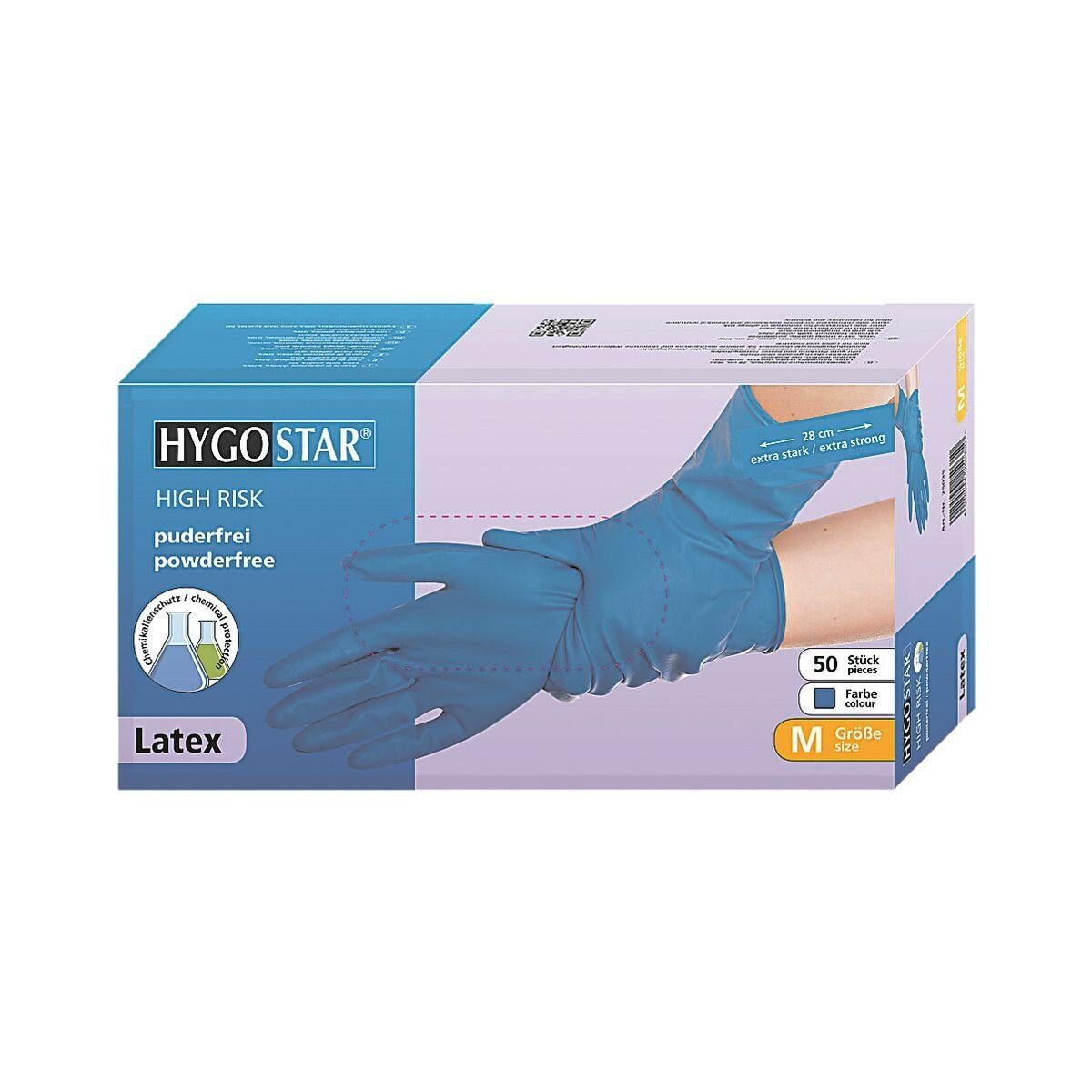 Franz Mensch Chemikalien-Schutzhandschuhe HIGH RISK (50-St) 50 Stck./ Pack, mit langer Stulpe und Rollrand