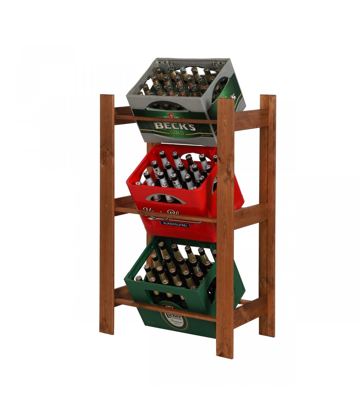 PROREGAL® Flaschenregal Getränkekistenregal PINEPEAK, HxBxT 108x70x38,8cm, für 3 Kisten, Braun
