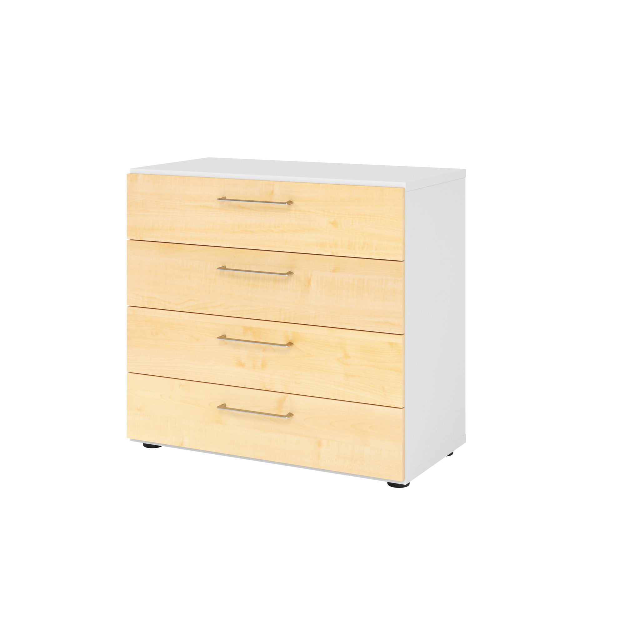 Hängeschuhschrank Regal 2OH 4 Schübe weiß/Ahorn