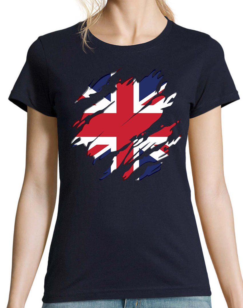 Youth Designz T-Shirt mit Navyblau Damen Motiv trendigem England Britain Shirt