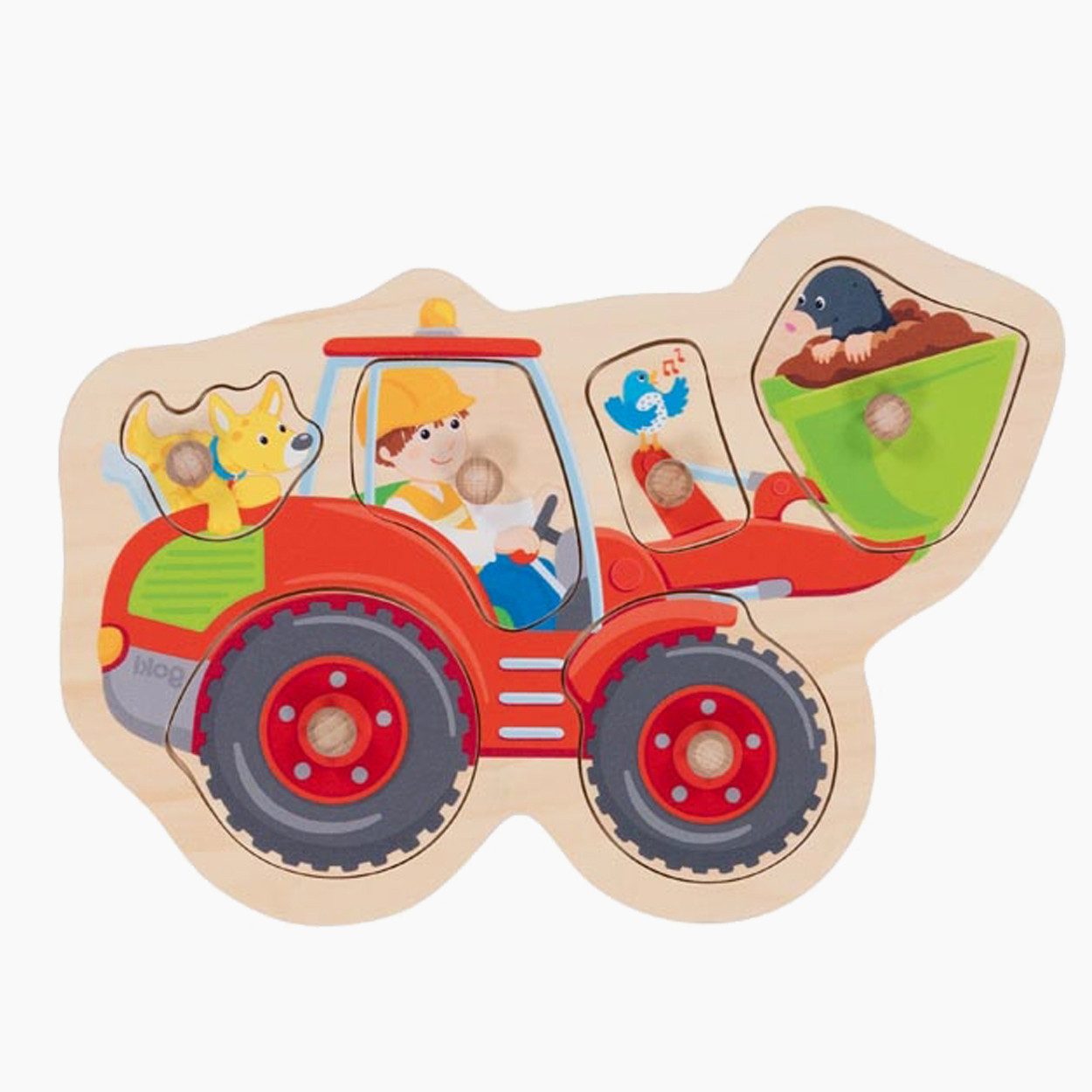 goki Konturenpuzzle Steckpuzzle Schaufelbagger, 6 Puzzleteile, extra großen Teile sind leicht zu greifen