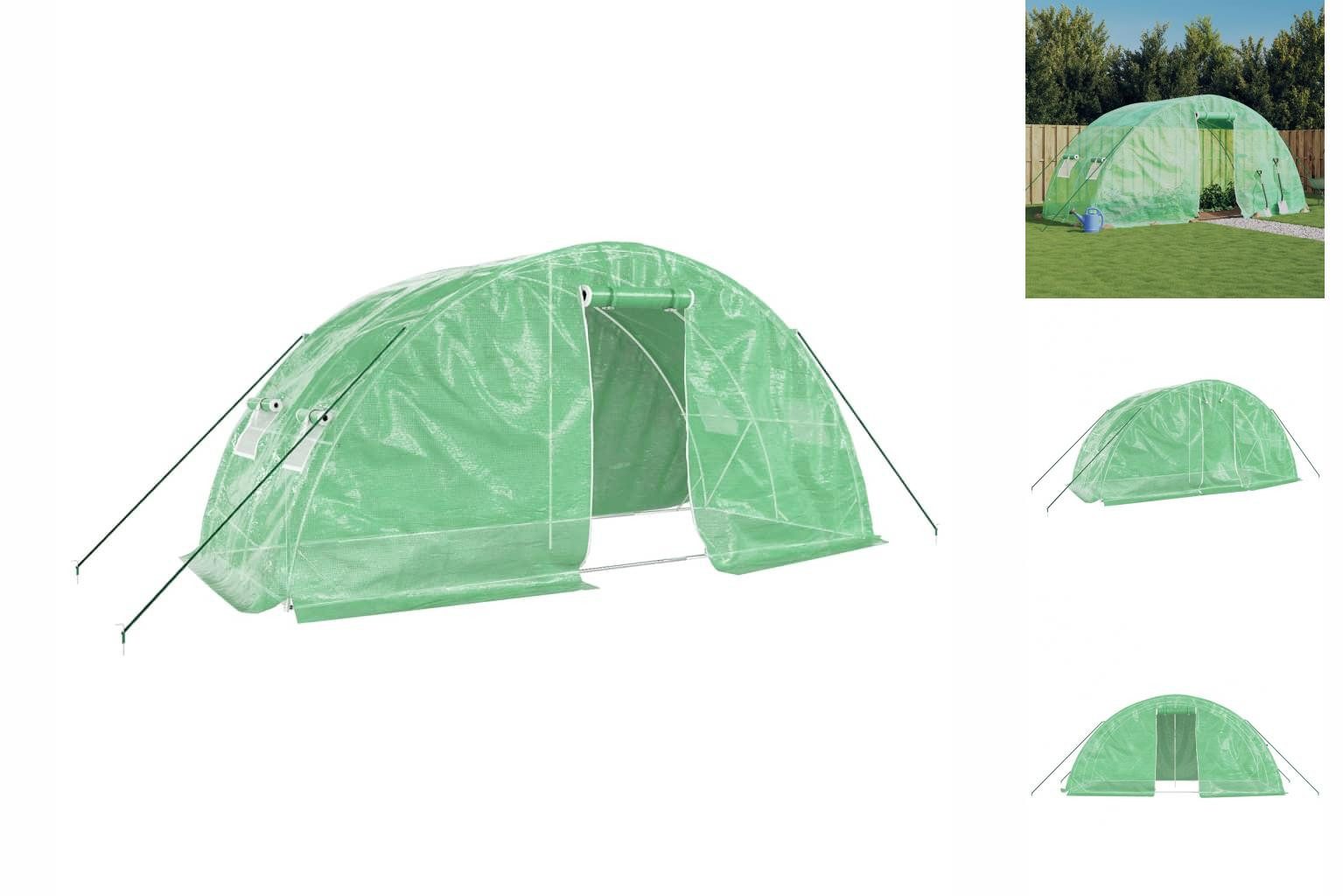 vidaXL Gewächshaus Gewächshaus mit Stahlrahmen Grün 10 m² 5x2x2,3 m Kunststoff Plane Zelt grün | Rabatt: 24%