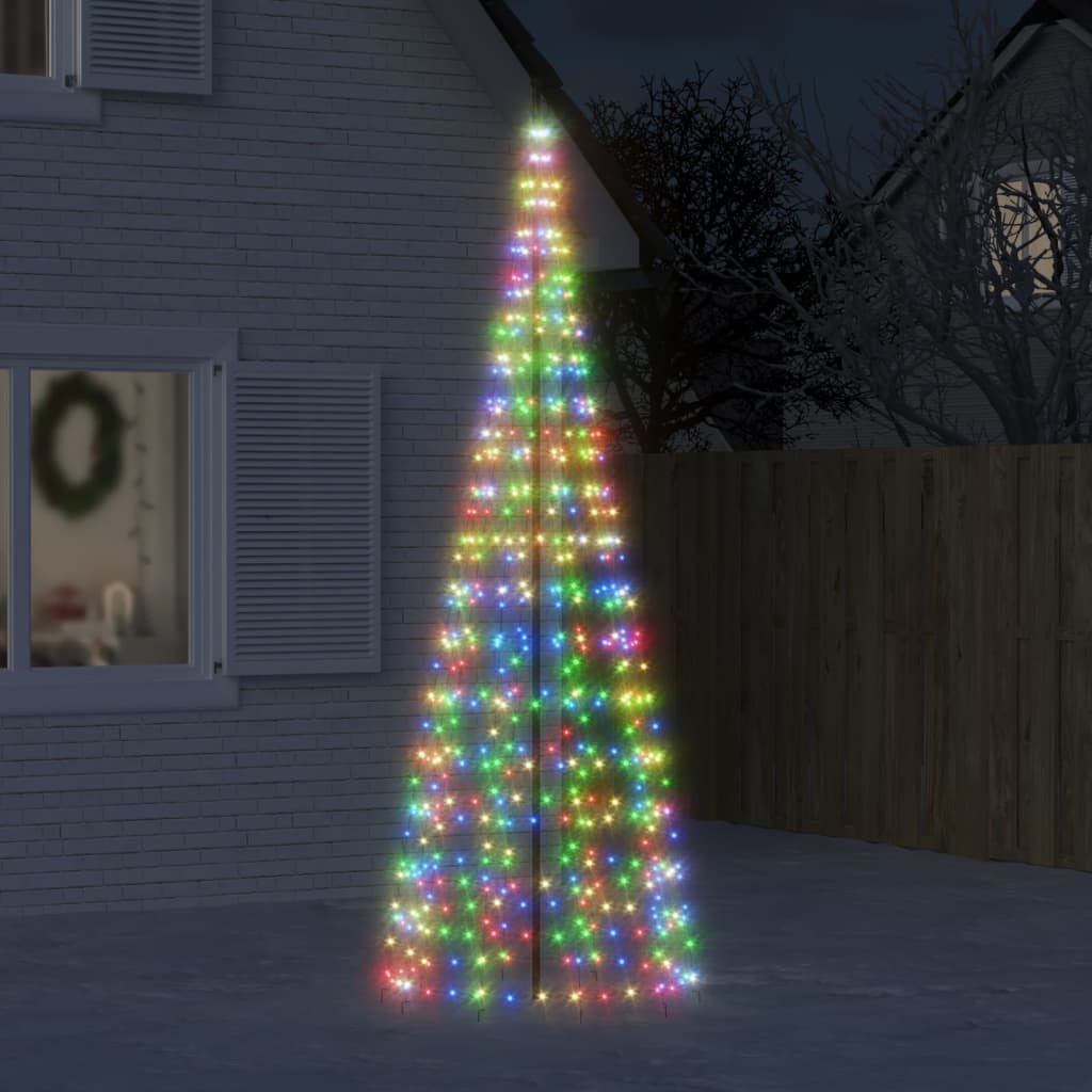 furnicato Künstlicher Weihnachtsbaum LED-Weihnachtsbaum für Fahnenmast 550 LEDs Mehrfarbig 300 cm