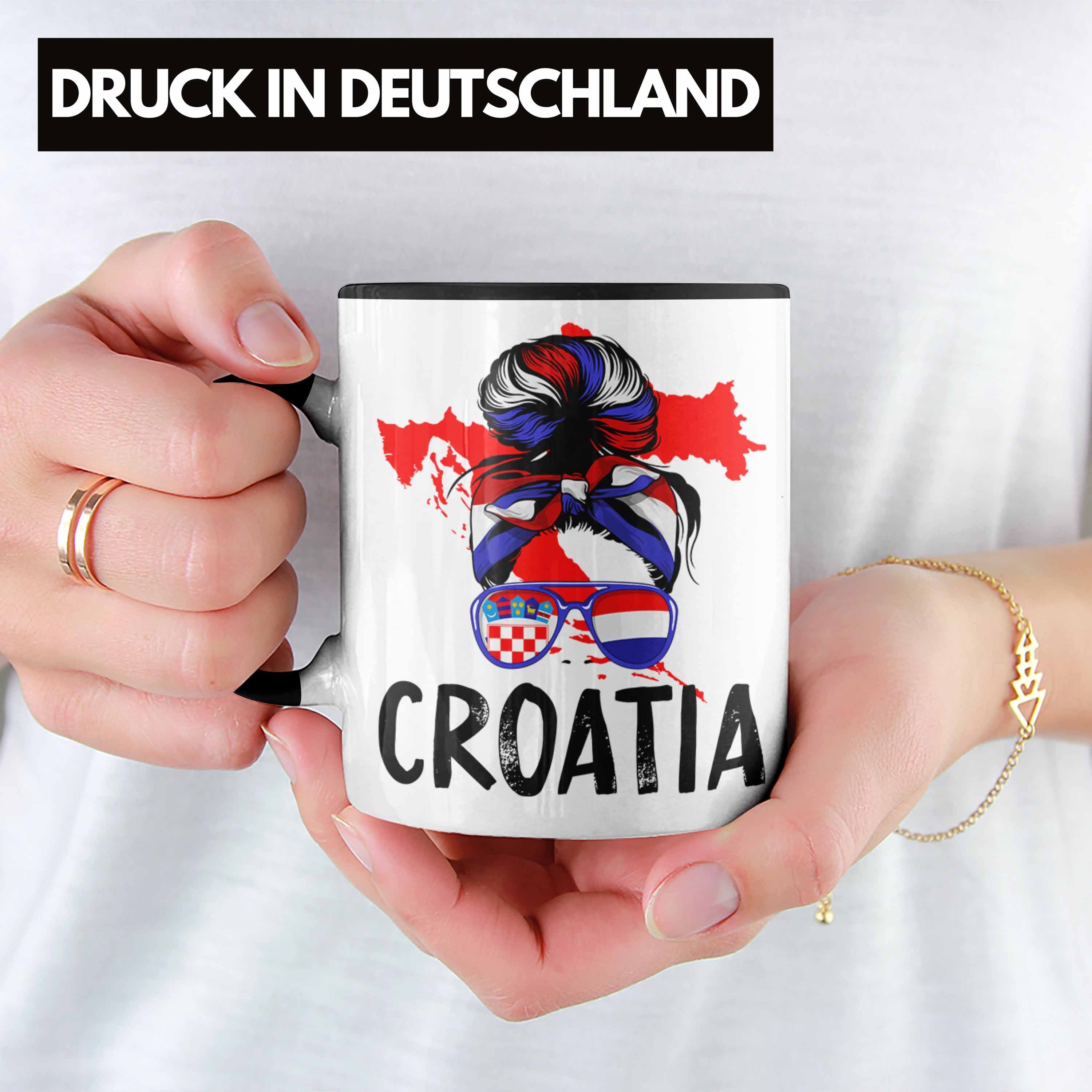 Tasse für Croatia Tasse Trendation Geschenkide Geschenk Kroatische Frau Kroatien Schwarz Heimat