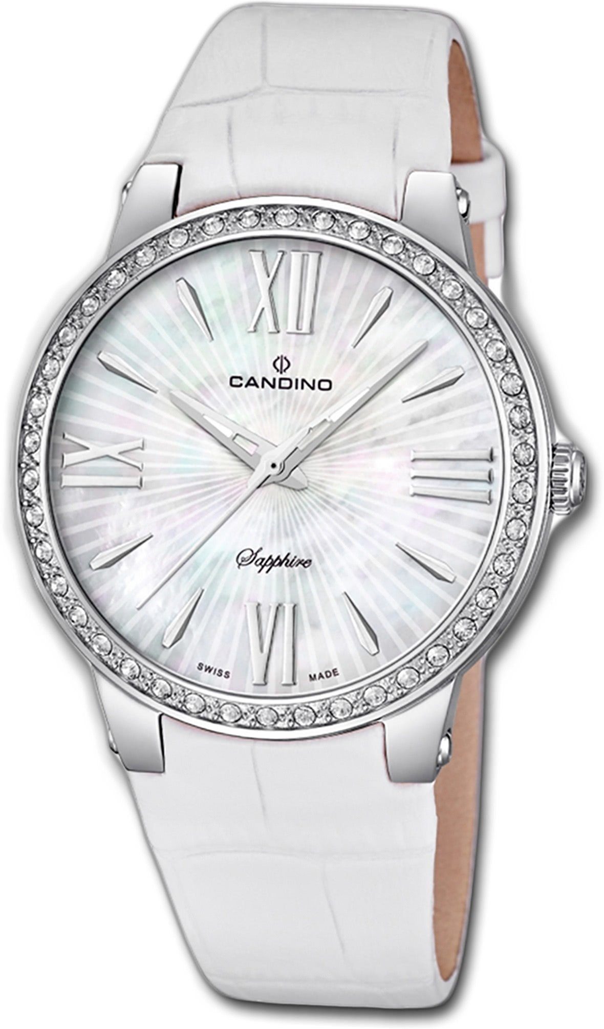 Candino Quarzuhr Candino Elegance Leder Quarz Damen Uhr, Damenuhr mit Lederarmband, rundes Gehäuse, mittel (ca. 36mm), Fashion-