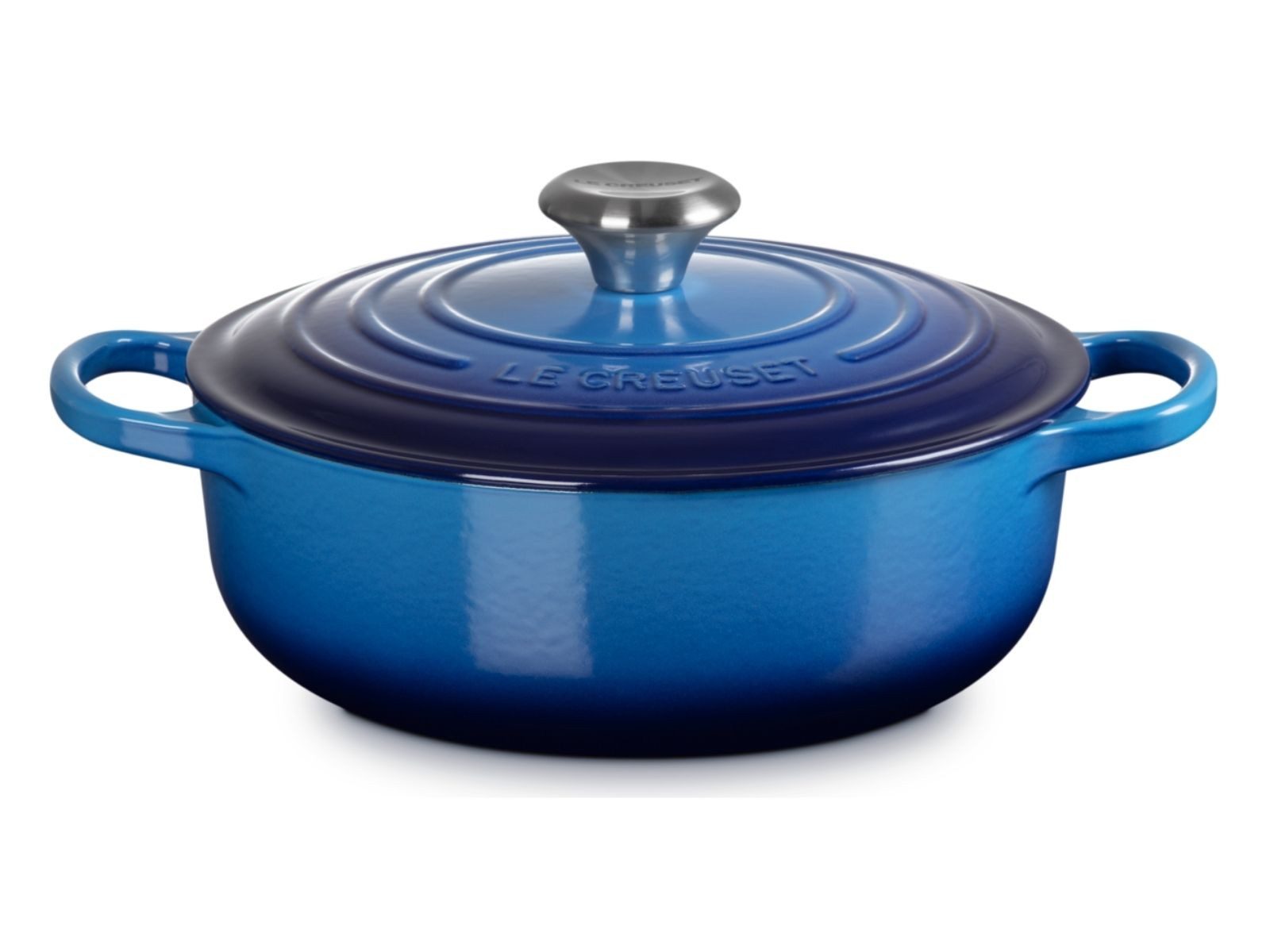 LE CREUSET Bräter Sauteuse Signature rund azure 24cm, Emailliertes Gusseisen