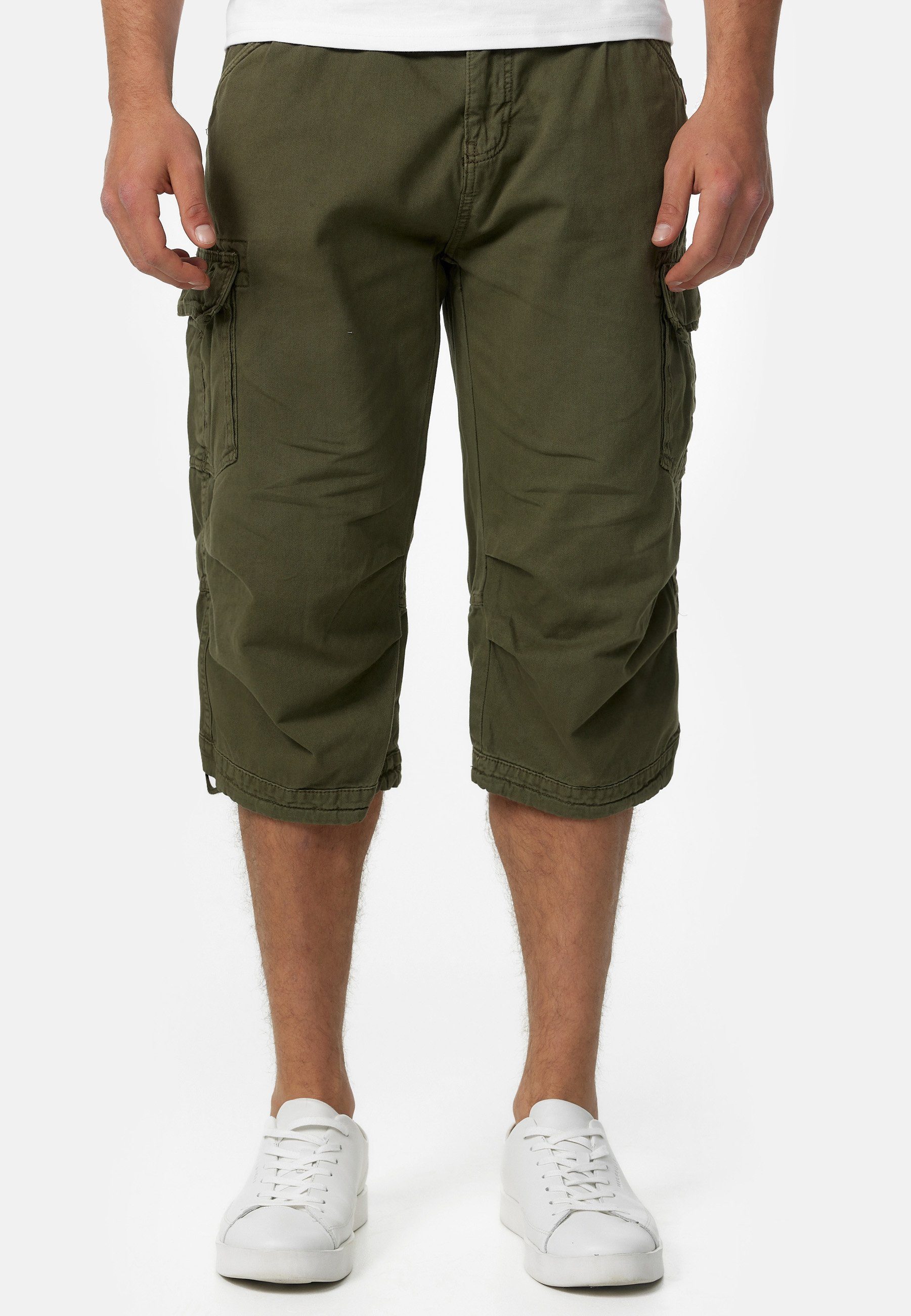 Indicode Cargoshorts Herren Nicolas Check Cargo Shorts Herrenshorts aus einer robusten Materialmischung