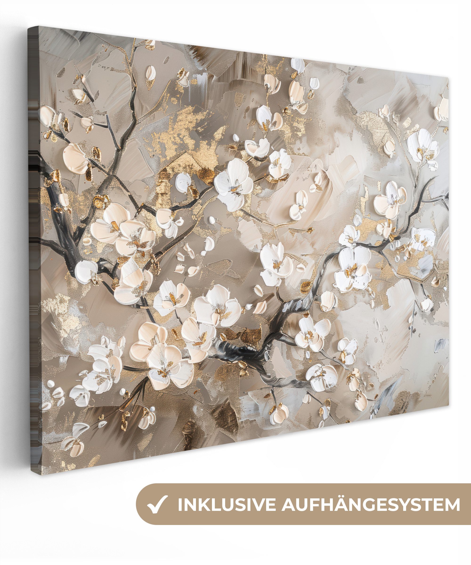 Leinwandbild Blumenmuster – 3-teilig, Je 30,5x40,6 Cm, Gerahmt, Moderne Wanddekoration