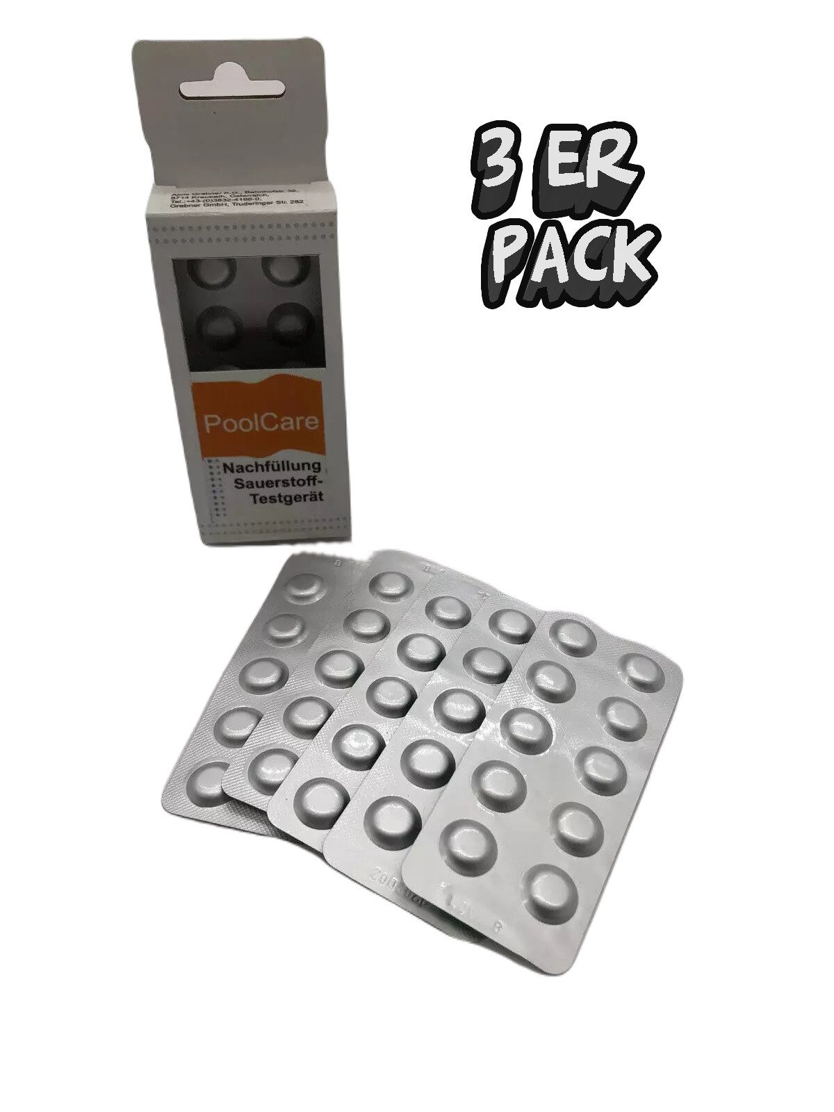 poolcare pH-Messgerät [3ERPACK] Wassertester Pooltester Testkit Pool Whirlpool, (3-tlg), ph-Wert und Sauerstoffwert Tester