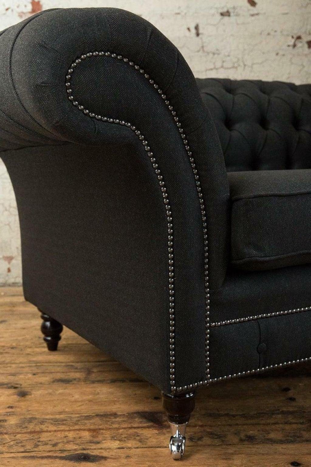 JVmoebel Designer Edle in Sitzer Couch Textil, Chesterfield Made 3+1 Sofa Garnitur Europe