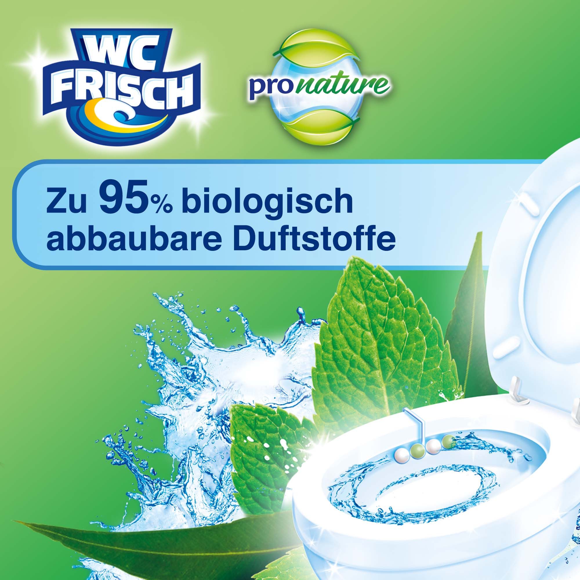 WC Frisch WC FRISCH Pro Nature Minze & Eukalyptus Duftstein 50g WC-Reiniger (Pro Nature Pack, [1-St. mit Anti-Kalk-Effekt für Extra Frische)