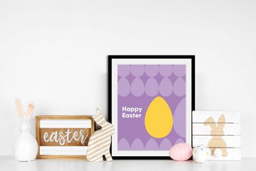 queence Bild mit Rahmen Ostern - Ostereier - Gerahmter Digitaldruck - Wandbild, Happy Easter - Eier (1 St), Holzrahmen - Dekoration - Schwarzer Rahmen - in verschiedenen Größen