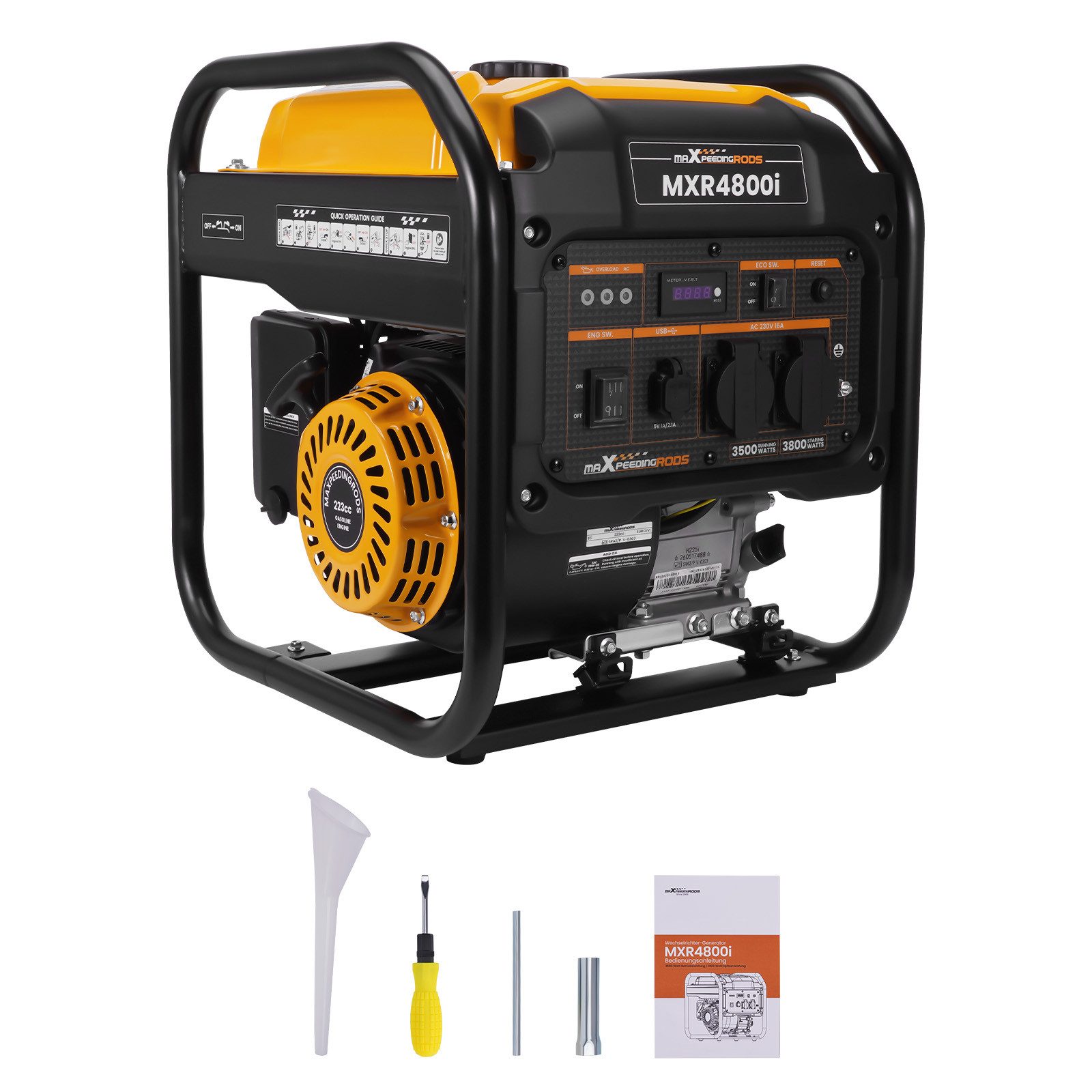 maXpeedingrods Stromerzeuger MXR4800, 3,8 in kW, 3800W Inverter Stromerzeuger Benzin for Outdoor