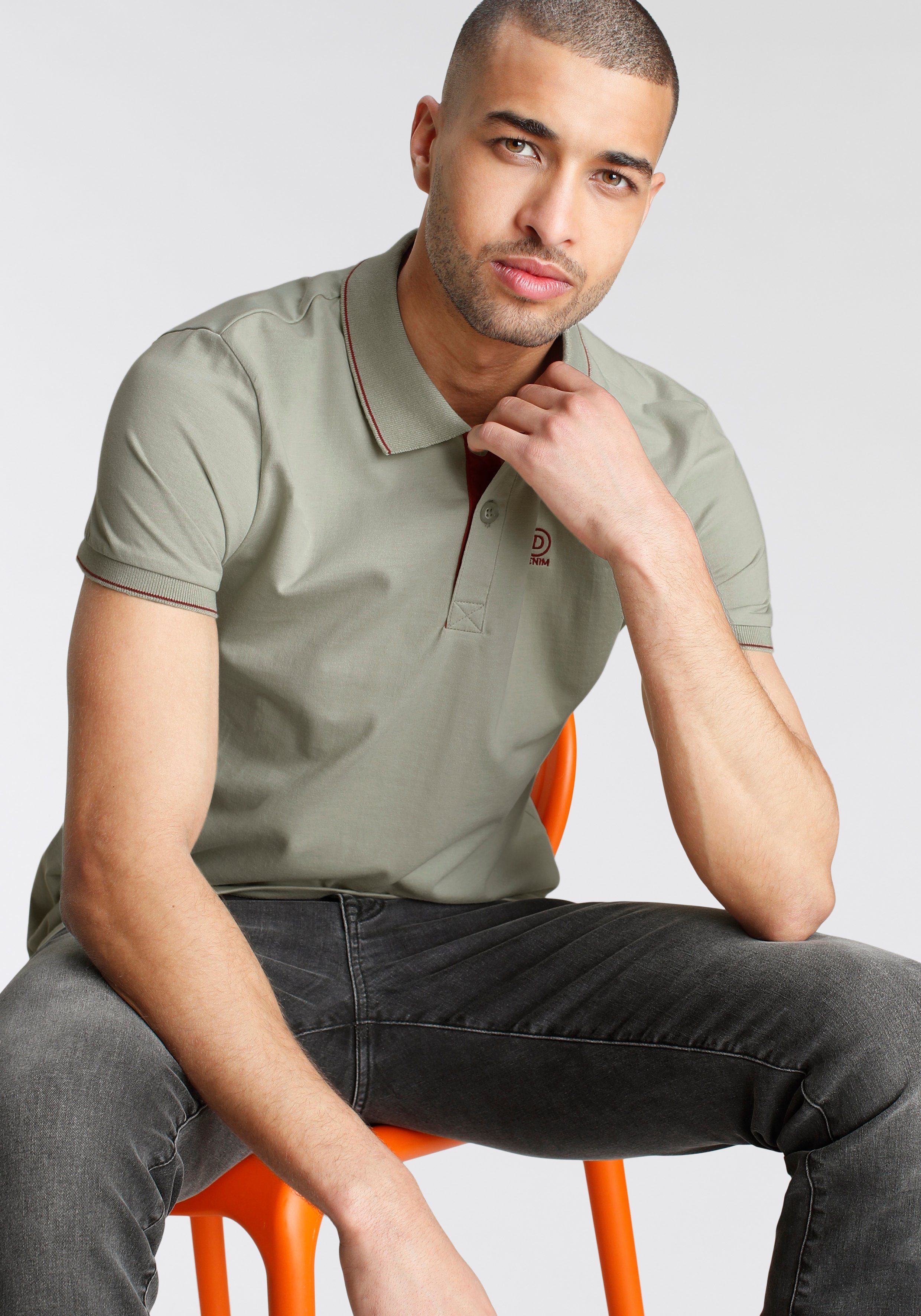 AJC Poloshirt in Kontrasten mit besonderer melange Optik khaki neon melange und