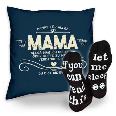 Soreso® Dekokissen Kissen Danke Mama & Sprüche Socken Sleep, Geschenke für Mütter Geschenkidee