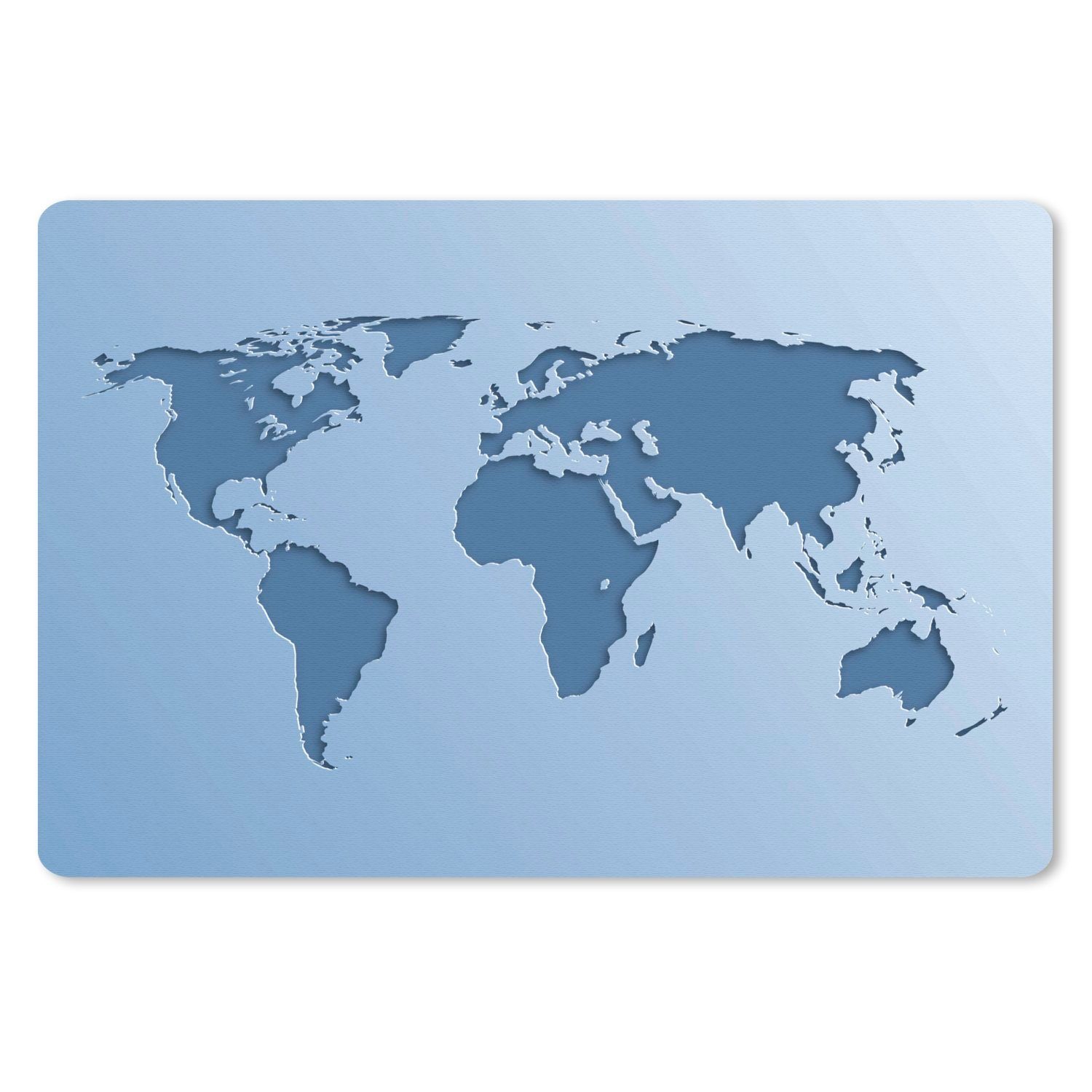 MuchoWow Mauspad Weltkarte - Blau - Einfach (1-St), Gaming, Mousepad, Büro,  27x18 cm, Mausunterlage