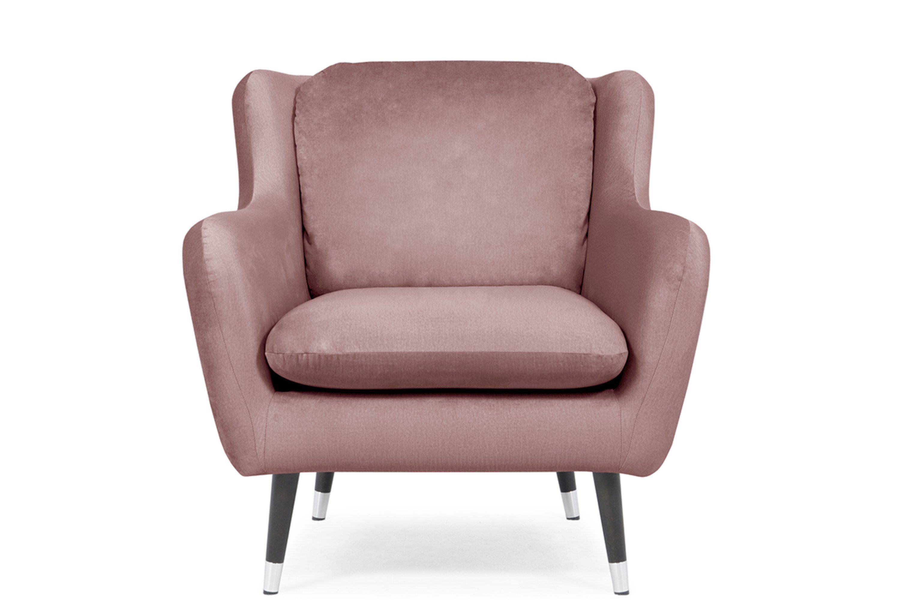 Konsimo Sessel AFOS, auf hohen schwarz lackierten Holzbeinen, wasserabweisender Oberstoff rosa | rosa