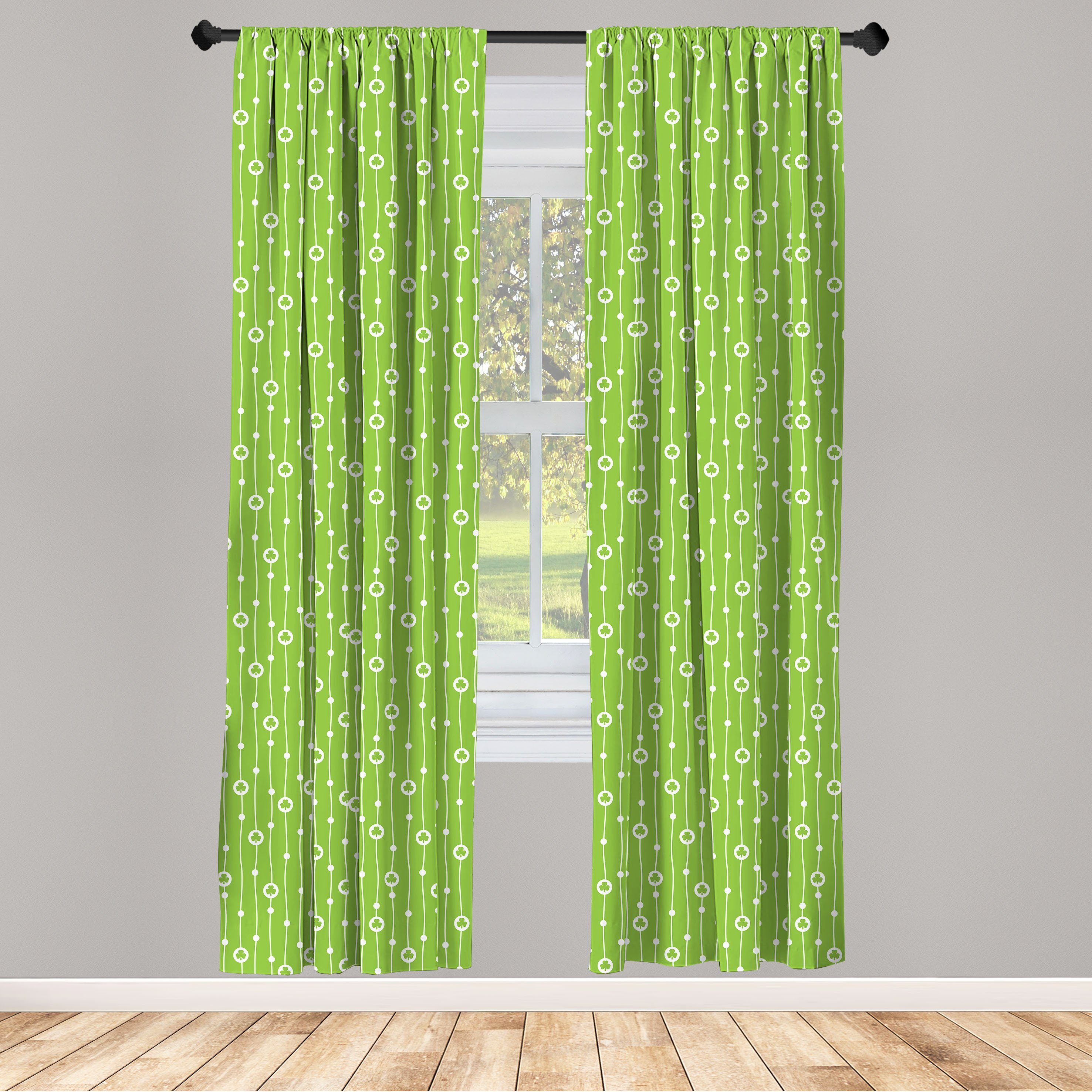 Gardine Vorhang für Wohnzimmer Schlafzimmer Dekor, Abakuhaus, Microfaser, irisch Trifolium gewellte Linien