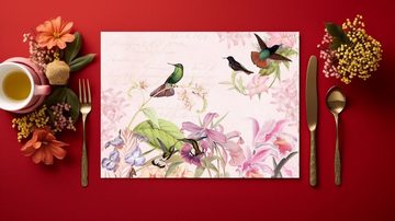 Platzset, raxxa Premium-Platzset"Romantische Kolibris und Blüten", raxxa, (Set, 2-St., Platzdecken)