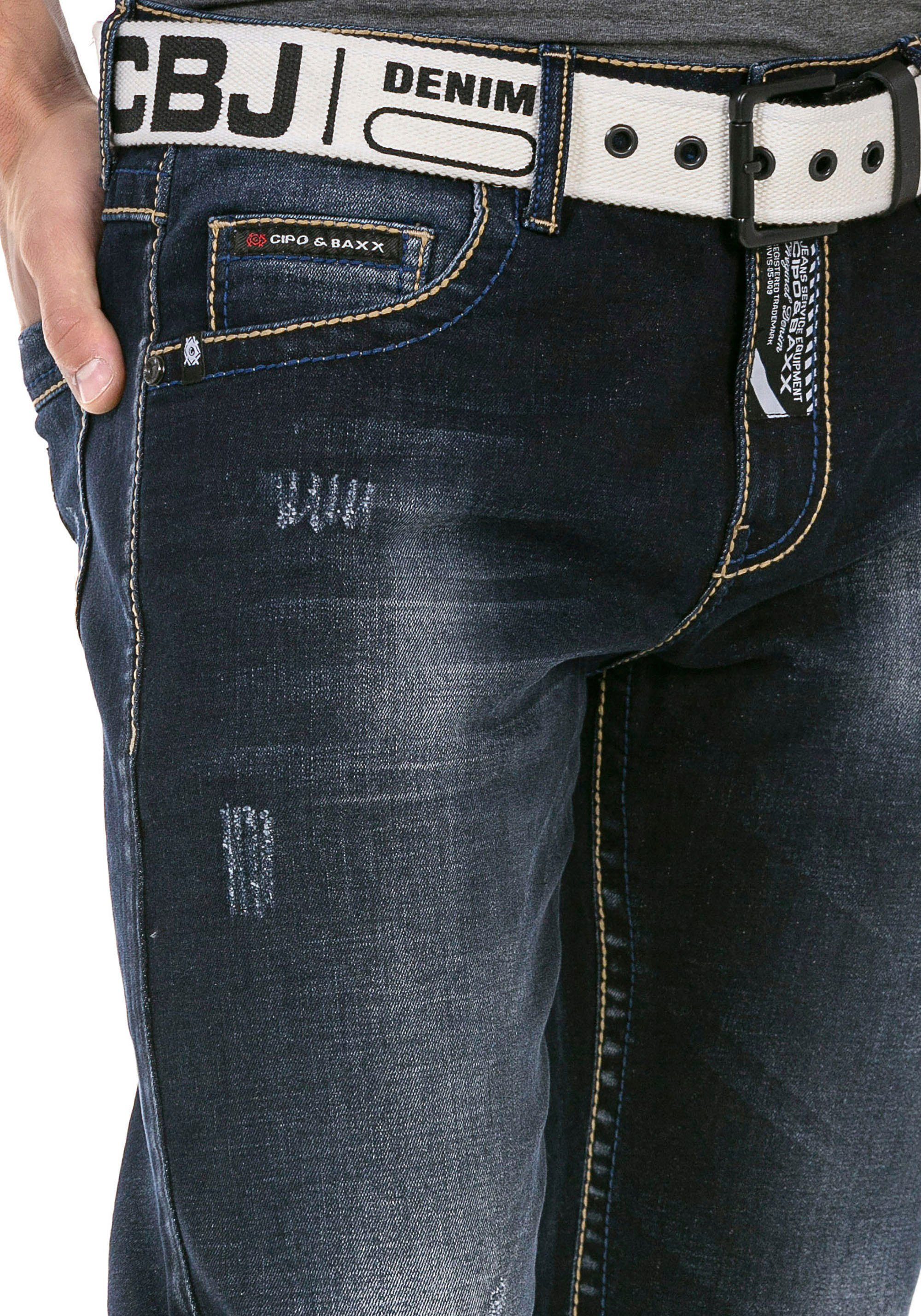 Baxx Cipo mit darkblue Regular-fit-Jeans Waschung & markanter