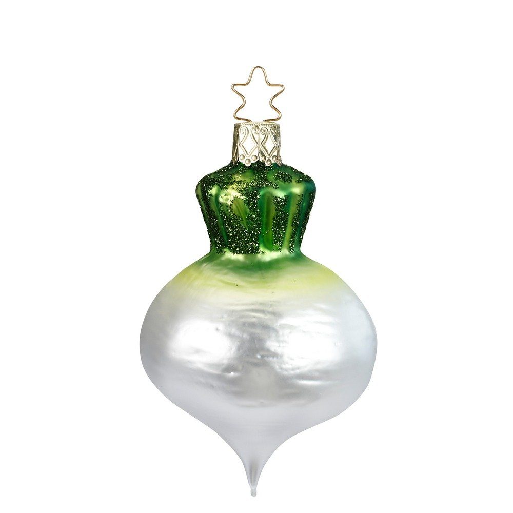 INGE-GLAS® Christbaumschmuck, Christbaumschmuck Anhänger Glas Weiß Rettich 9cm