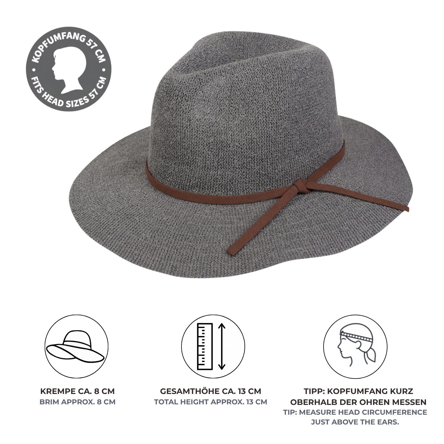 styleBREAKER Fedora Fedora Knautschhut mit Zierband (1-St) – Bild 5 von 5