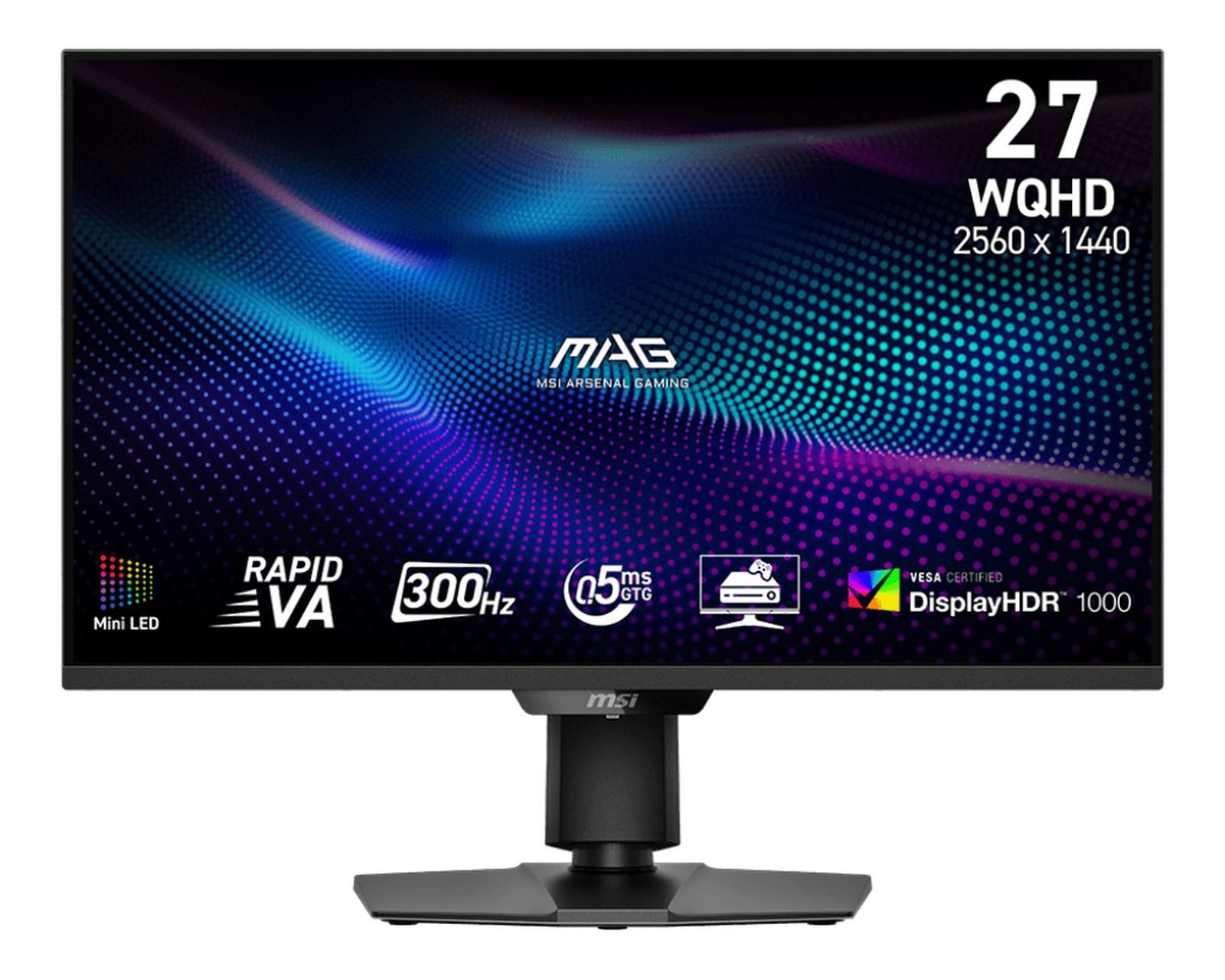 MSI MAG 274QPFDE X30MV TFT-Monitor (2560 x 1440 px, Wide Quad HD, 0,5 ms Reaktionszeit, 300 Hz, Rapid VA, HDR, Kopfhörerbuchse, Pivot, Höhenverstellbar)